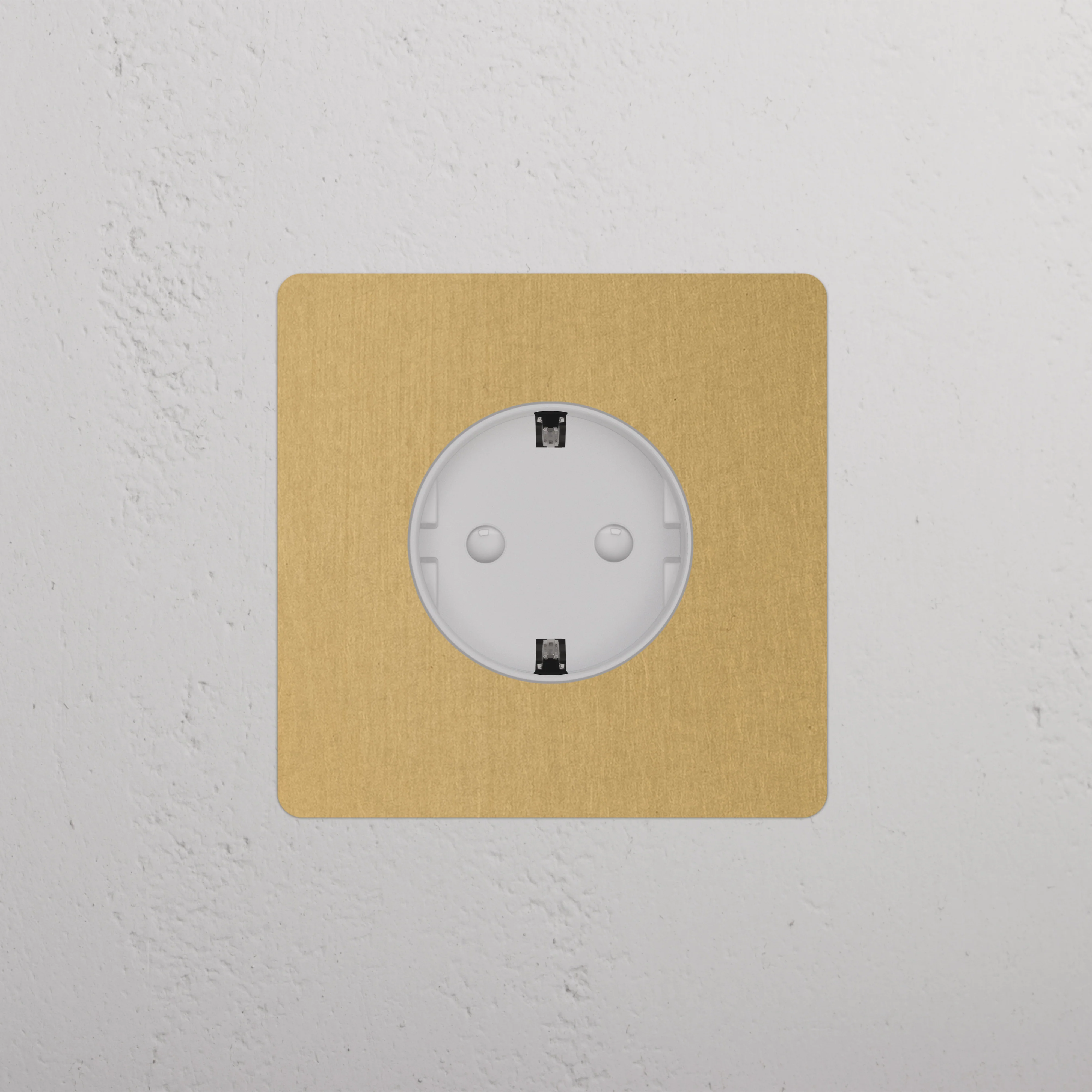 Kew Single Schuko Type F Socket - Antique Brass | White - Image 2