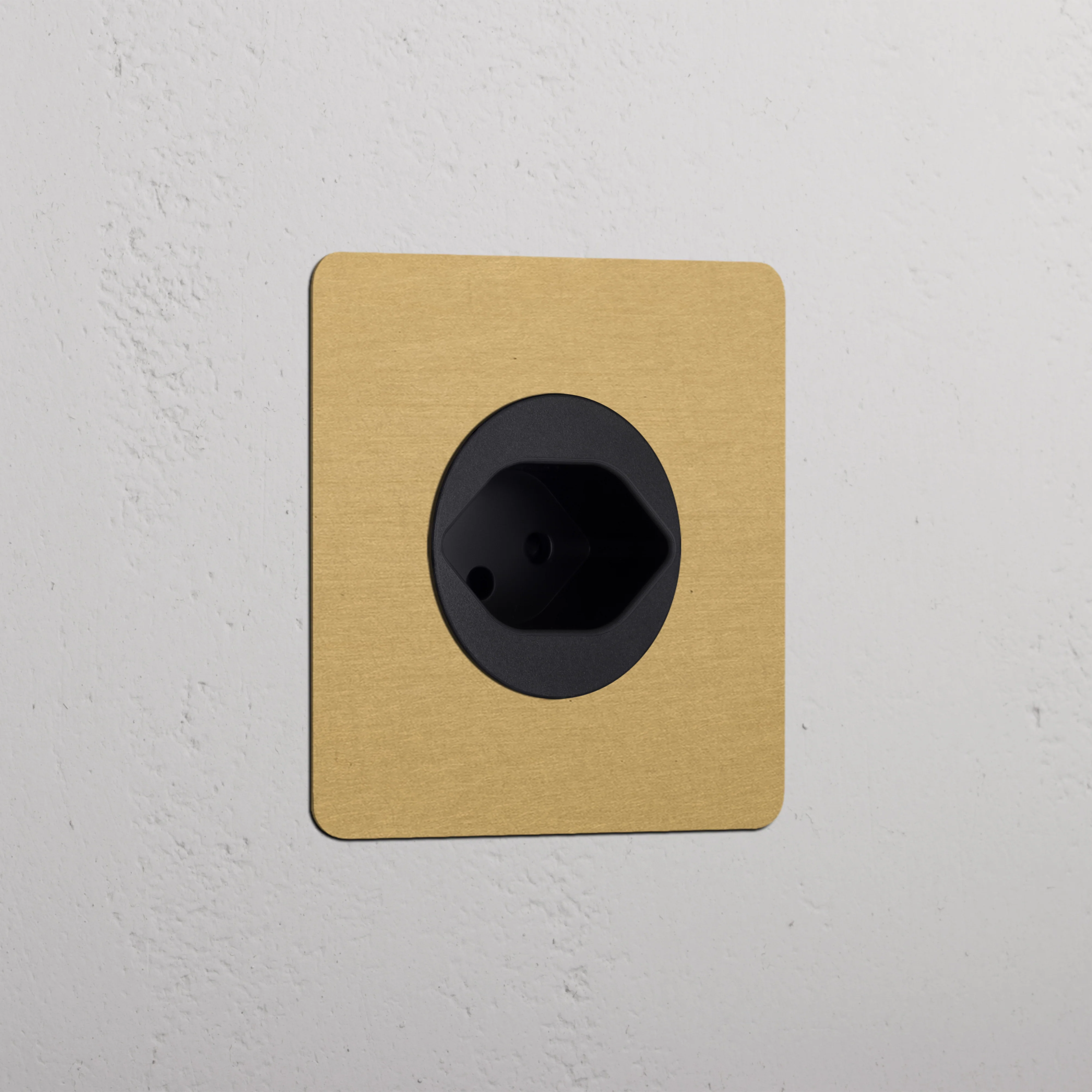 Kew Single Swiss Type J Socket - Antique Brass | Black