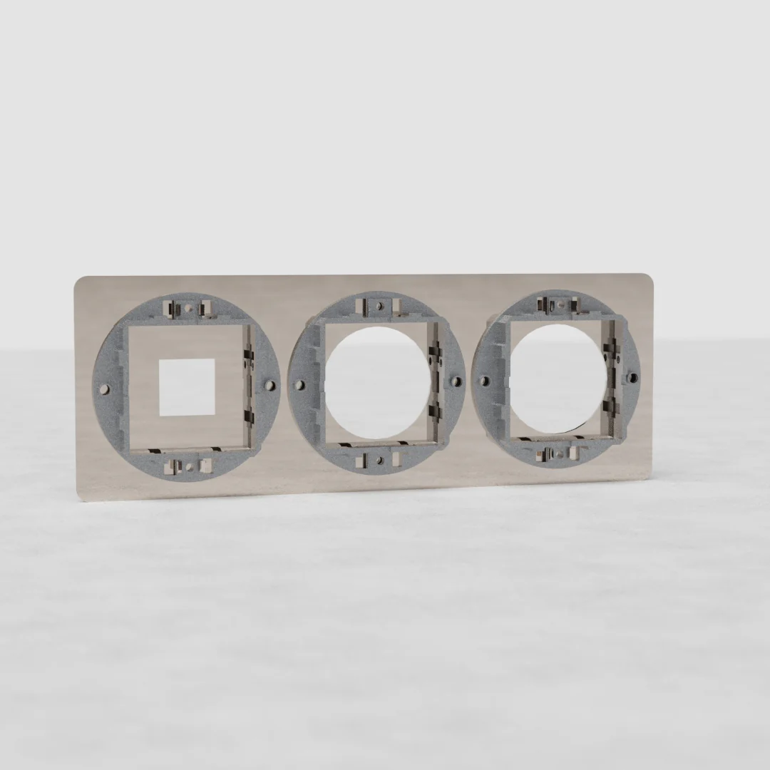 Kew Triple 1x Keystone & 2x Socket Plate - Polished Nickel - Image 2