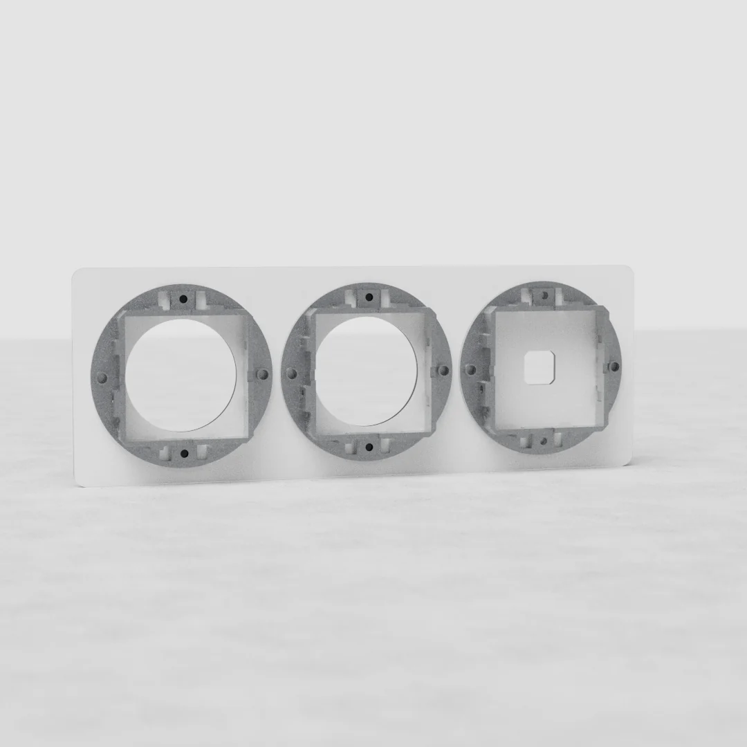 Kew Triple 1x Switch & 2x Socket Plate - Clear | Black - Image 2