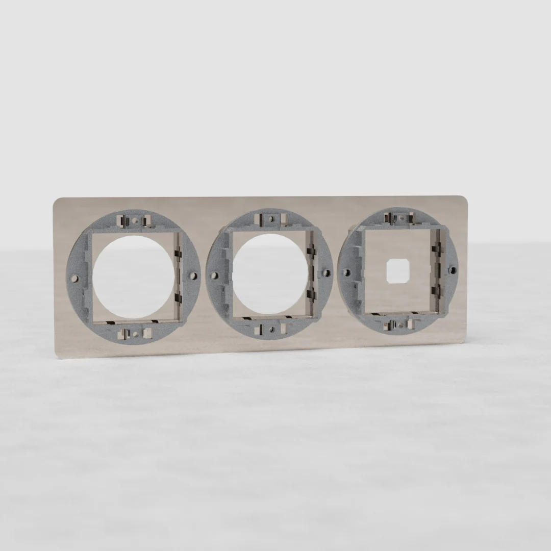 Kew Triple 1x Switch & 2x Socket Plate - Polished Nickel - Image 2