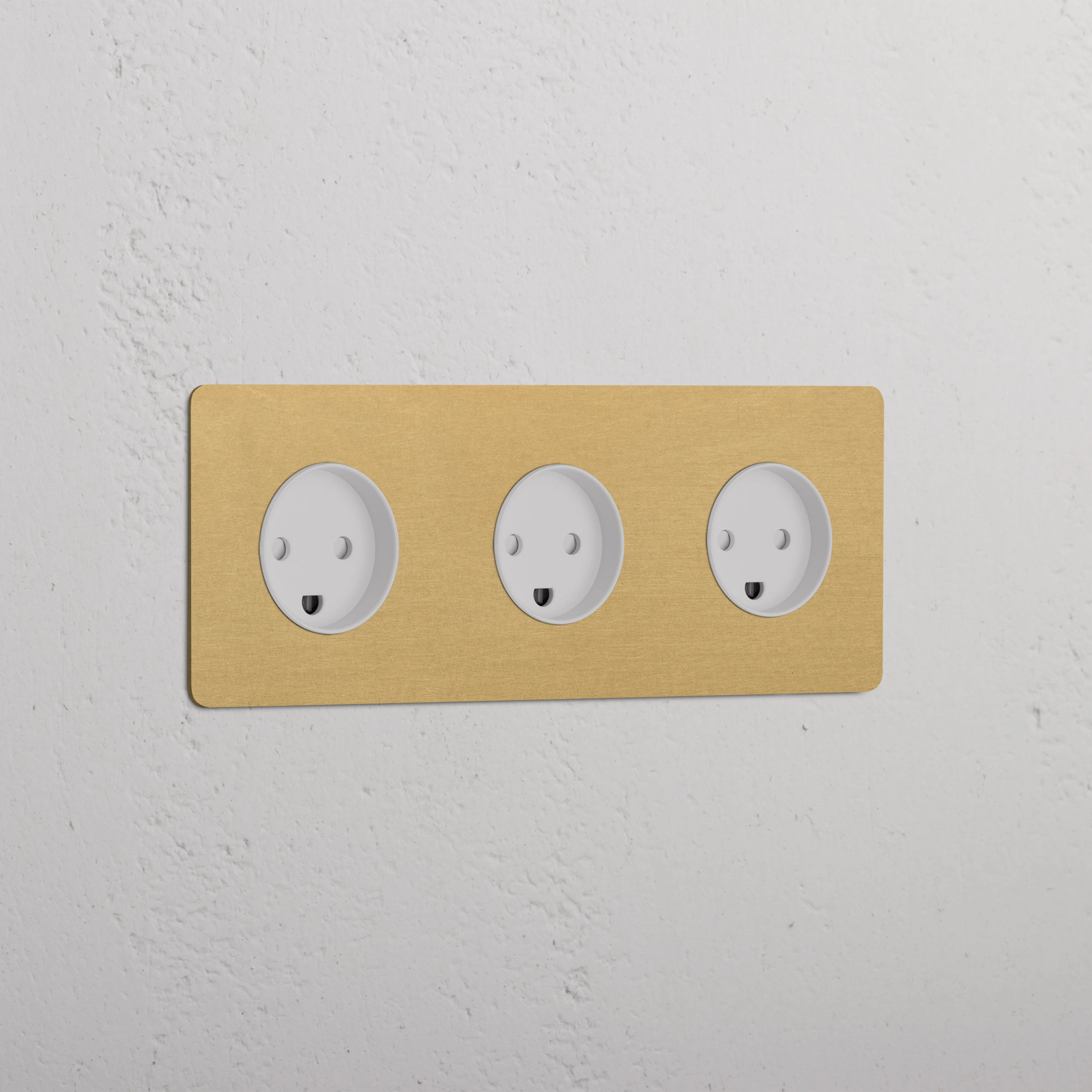 Kew Triple 3x Danish Type K Socket - Antique Brass | White