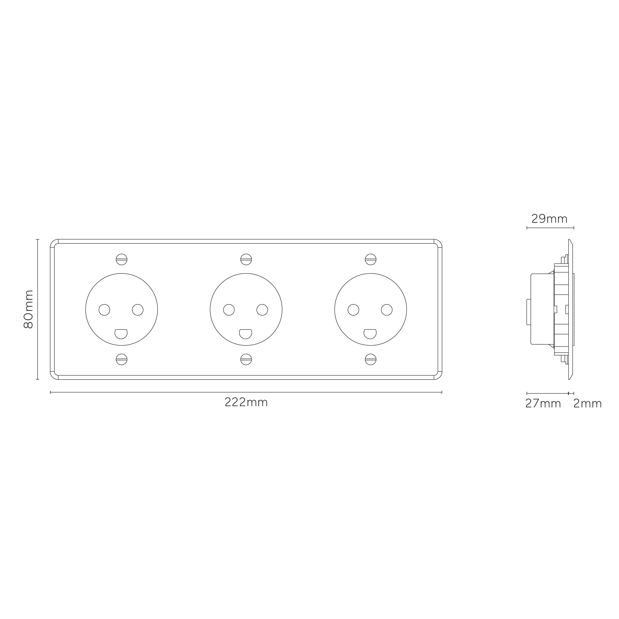 Kew Triple 3x Danish Type K Socket - Clear | Black - Image 4