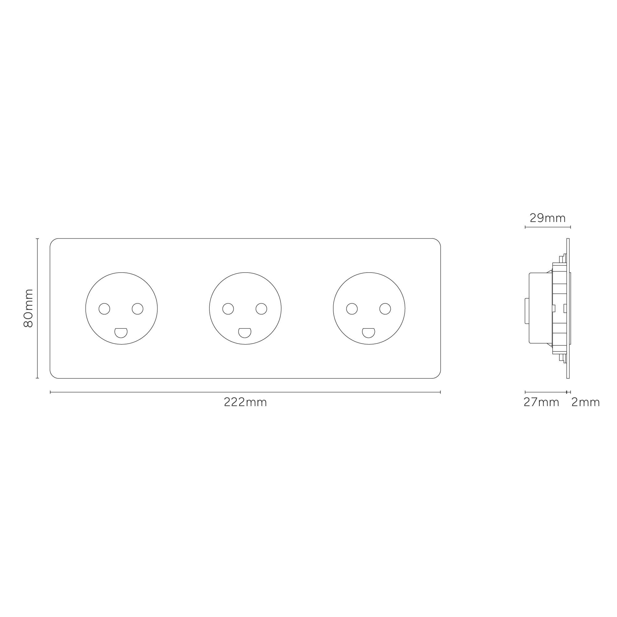 Kew Triple 3x Danish Type K Socket - Polished Nickel | White - Image 4
