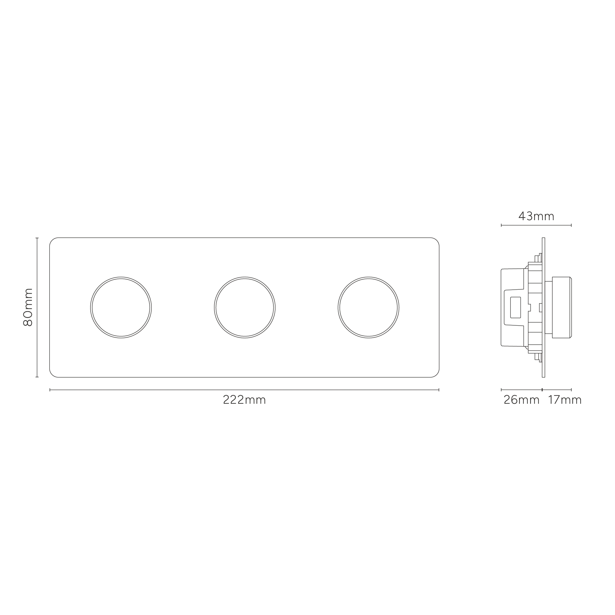 Kew Triple 3x Dimmer Switch - Paintable Polished Nickel - Image 3