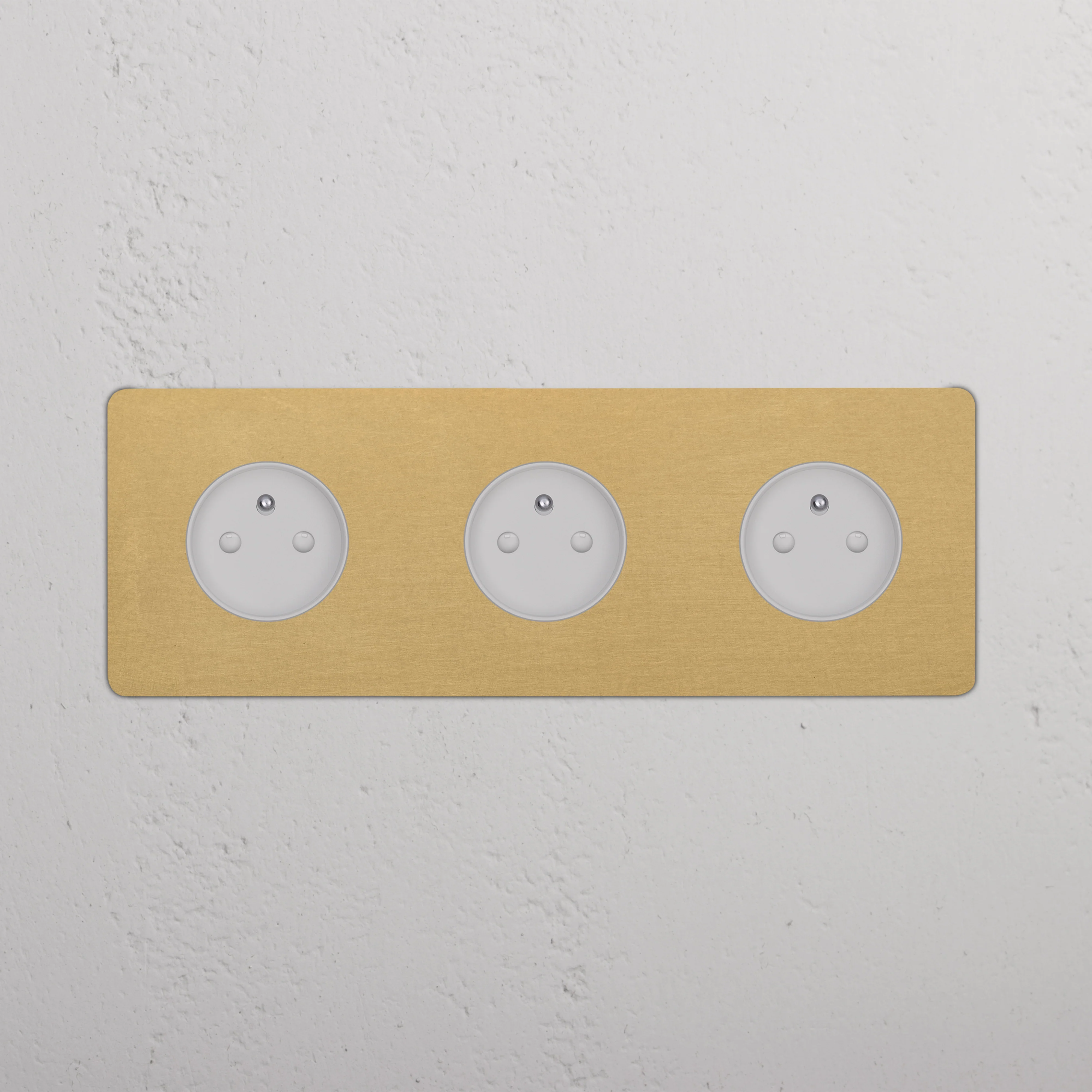 Kew Triple 3x French/Belgian Type E Socket - Antique Brass | White - Image 2