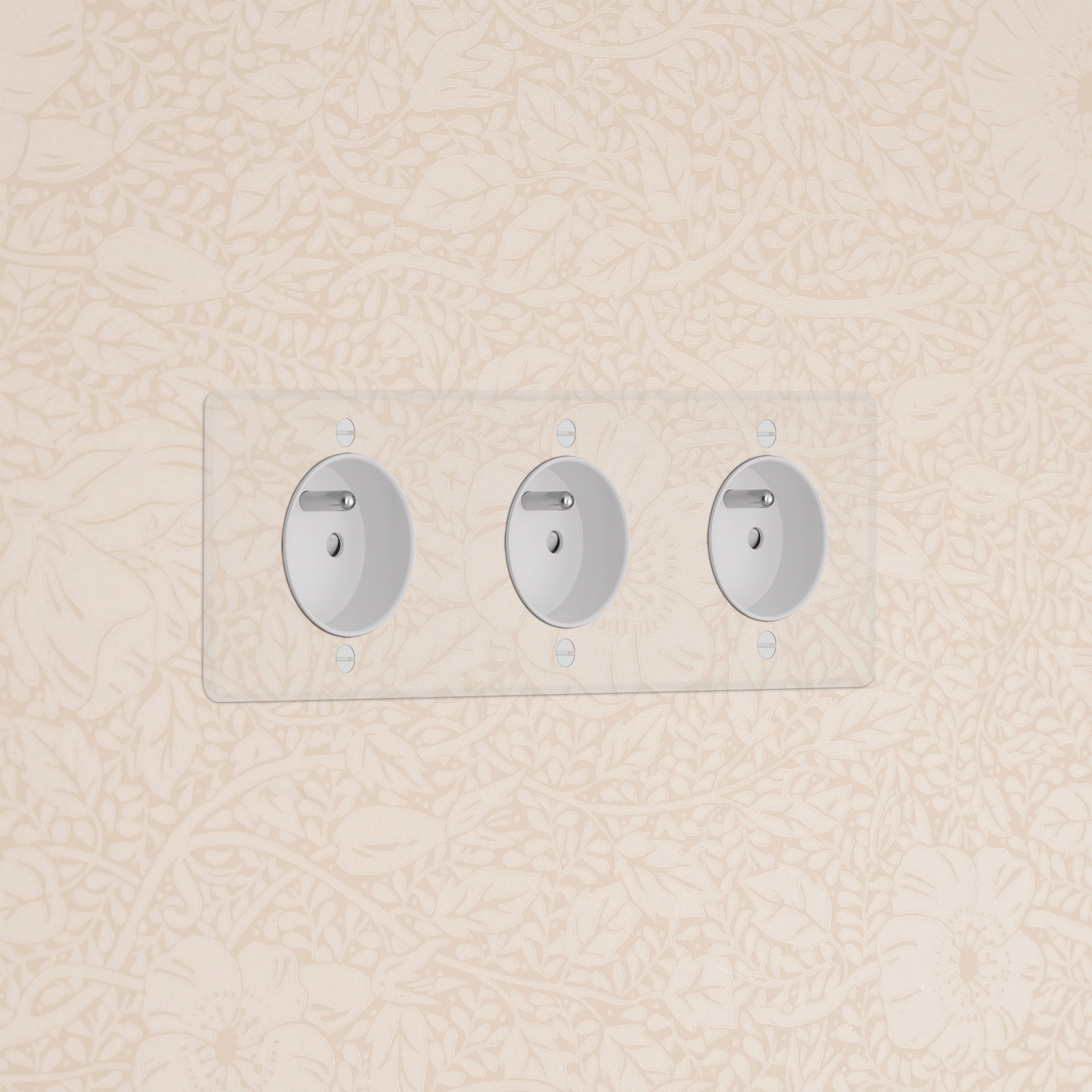 Kew Triple 3x French/Belgian Type E Socket - Clear | White