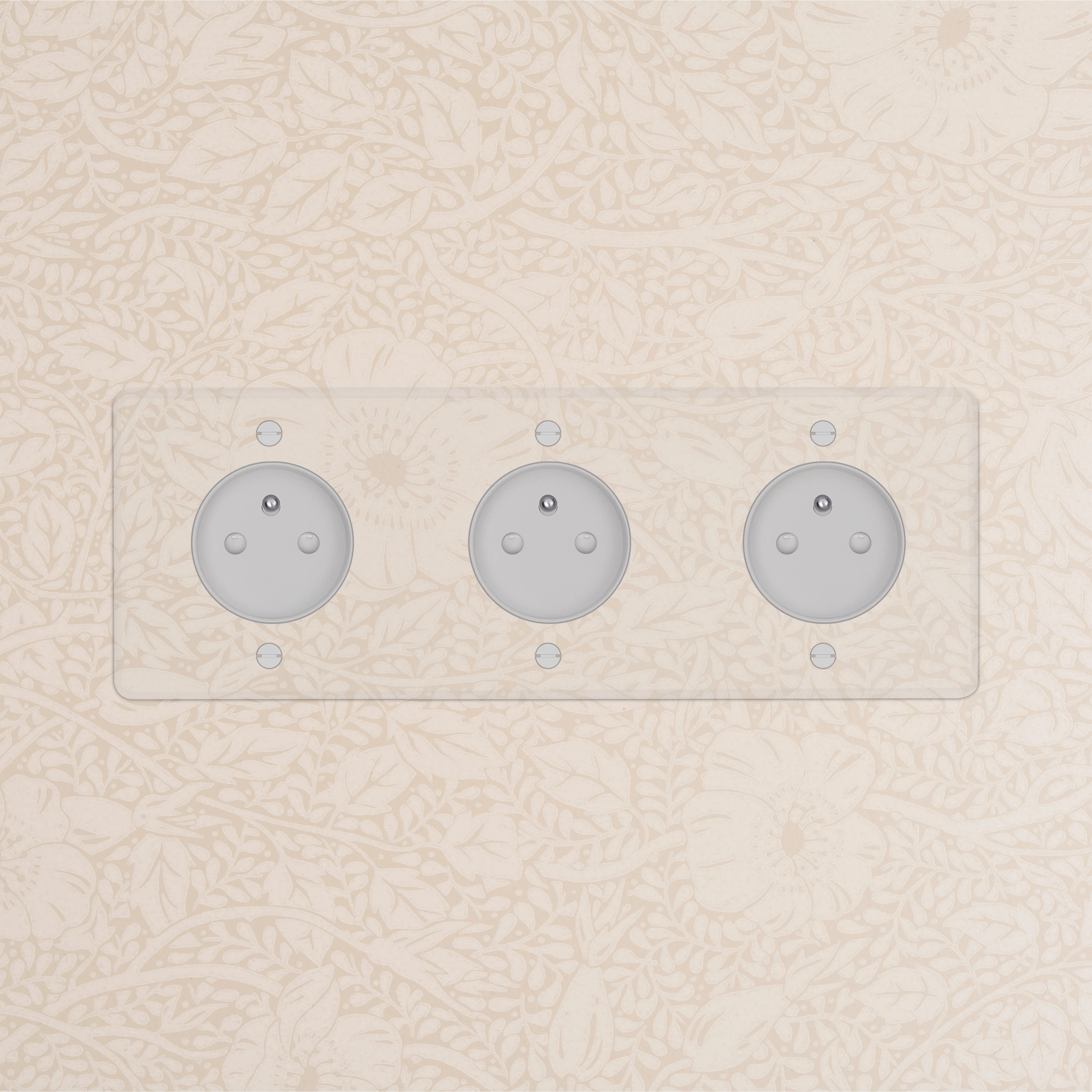 Kew Triple 3x French/Belgian Type E Socket - Clear | White - Image 2