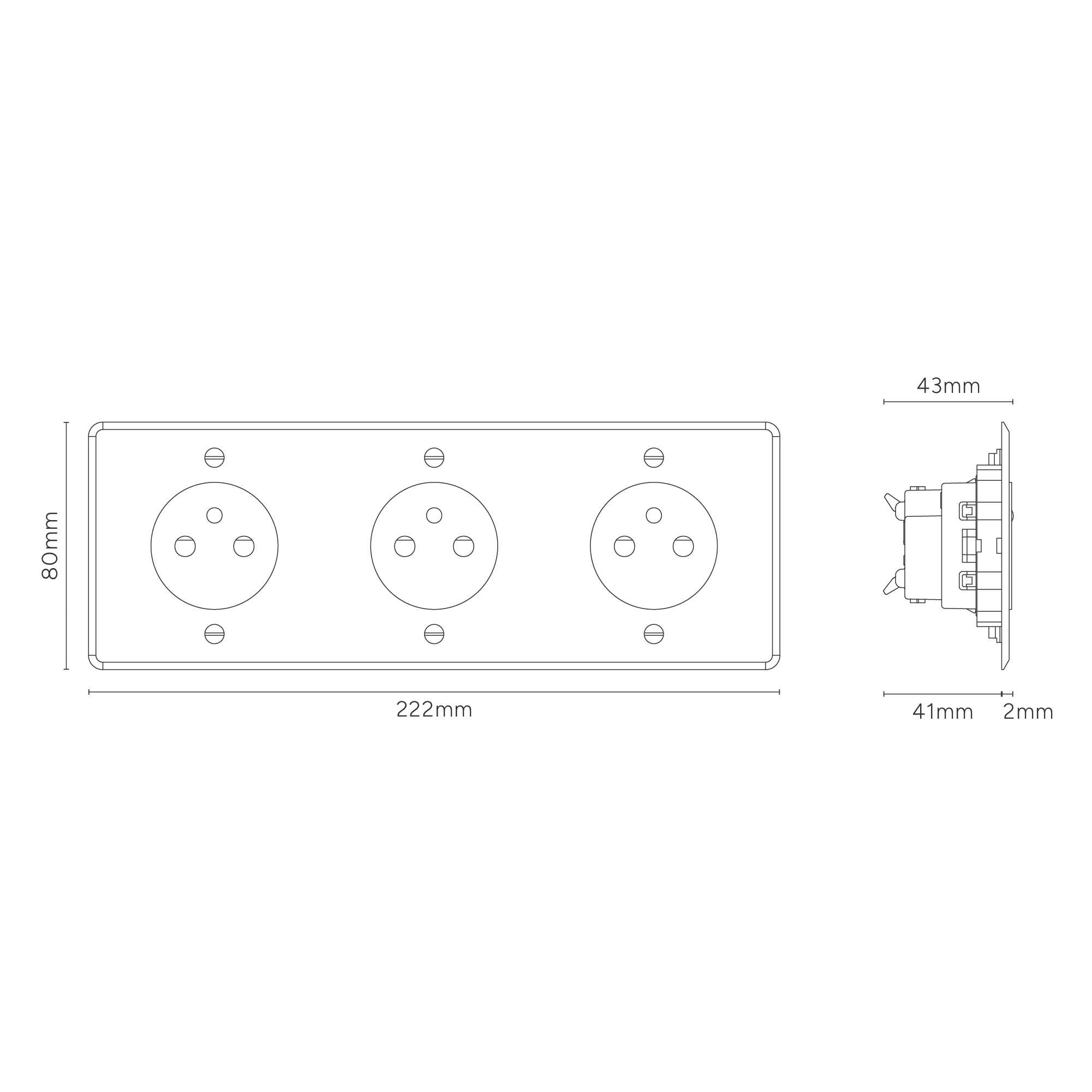Kew Triple 3x French/Belgian Type E Socket - Clear | White - Image 4