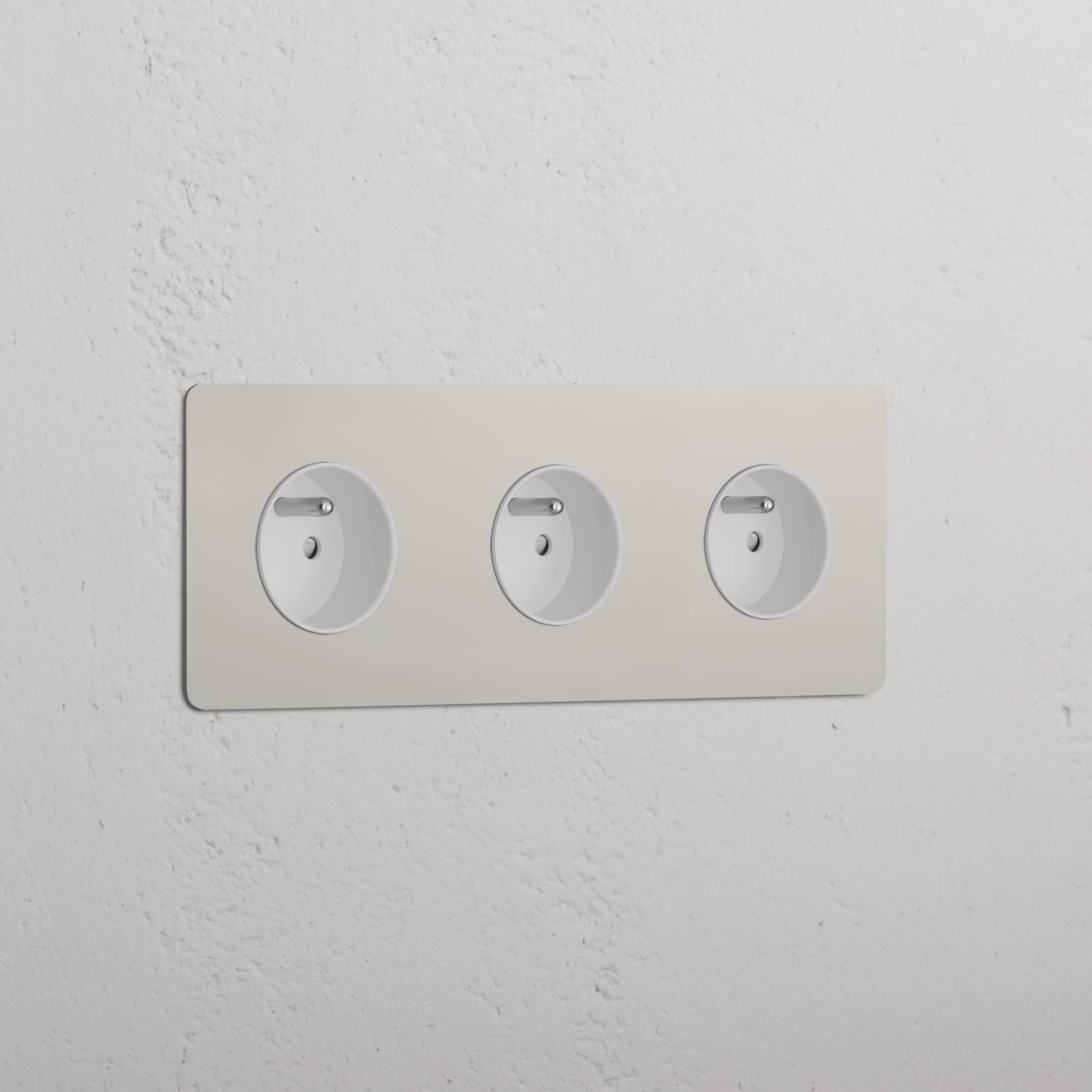 Kew Triple 3x French/Belgian Type E Socket - Polished Nickel | White