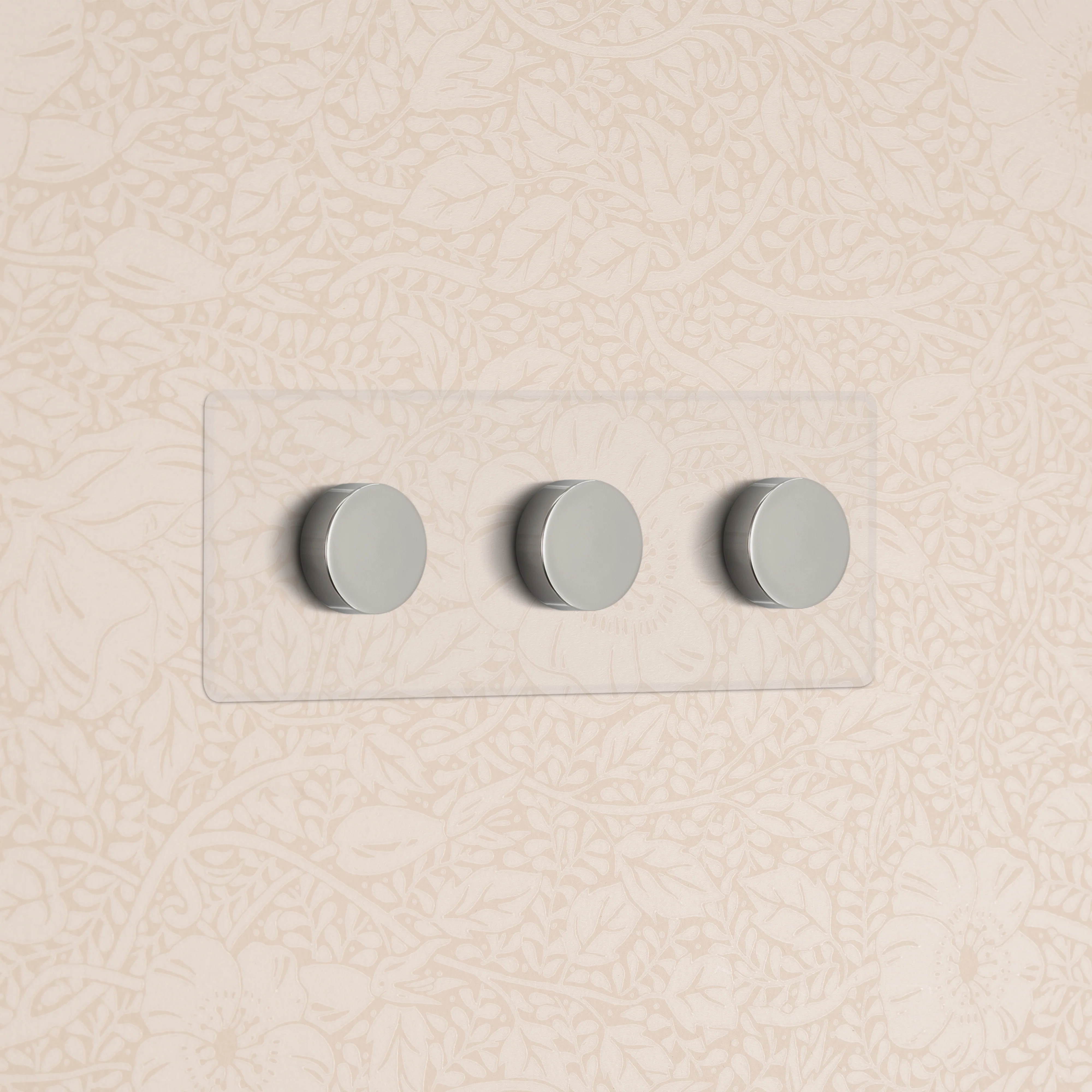 Kew Triple 3x Multiway Dimmer Switch - Clear Polished Nickel