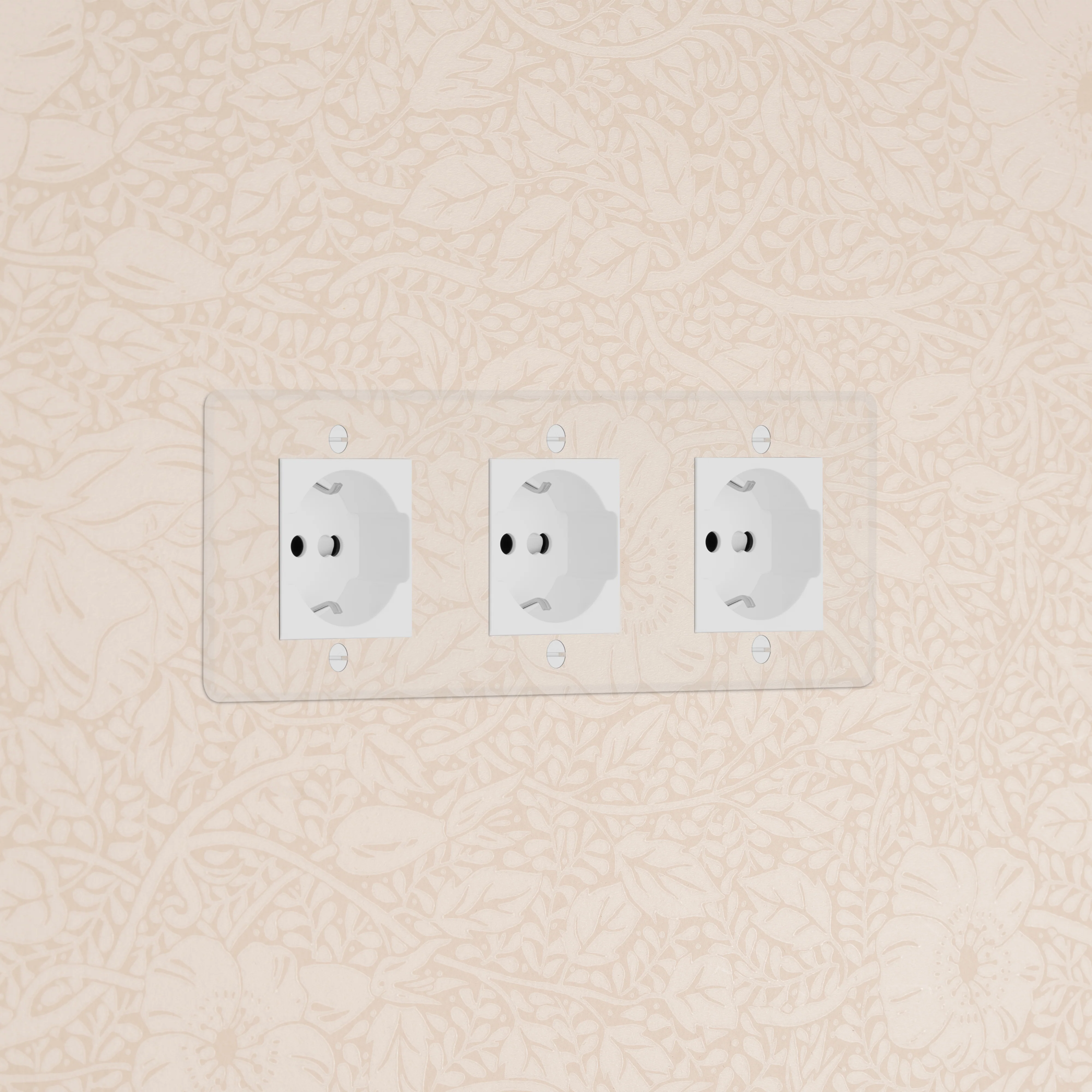 Kew Triple 3x Schuko/Bipasso Socket - Clear | White