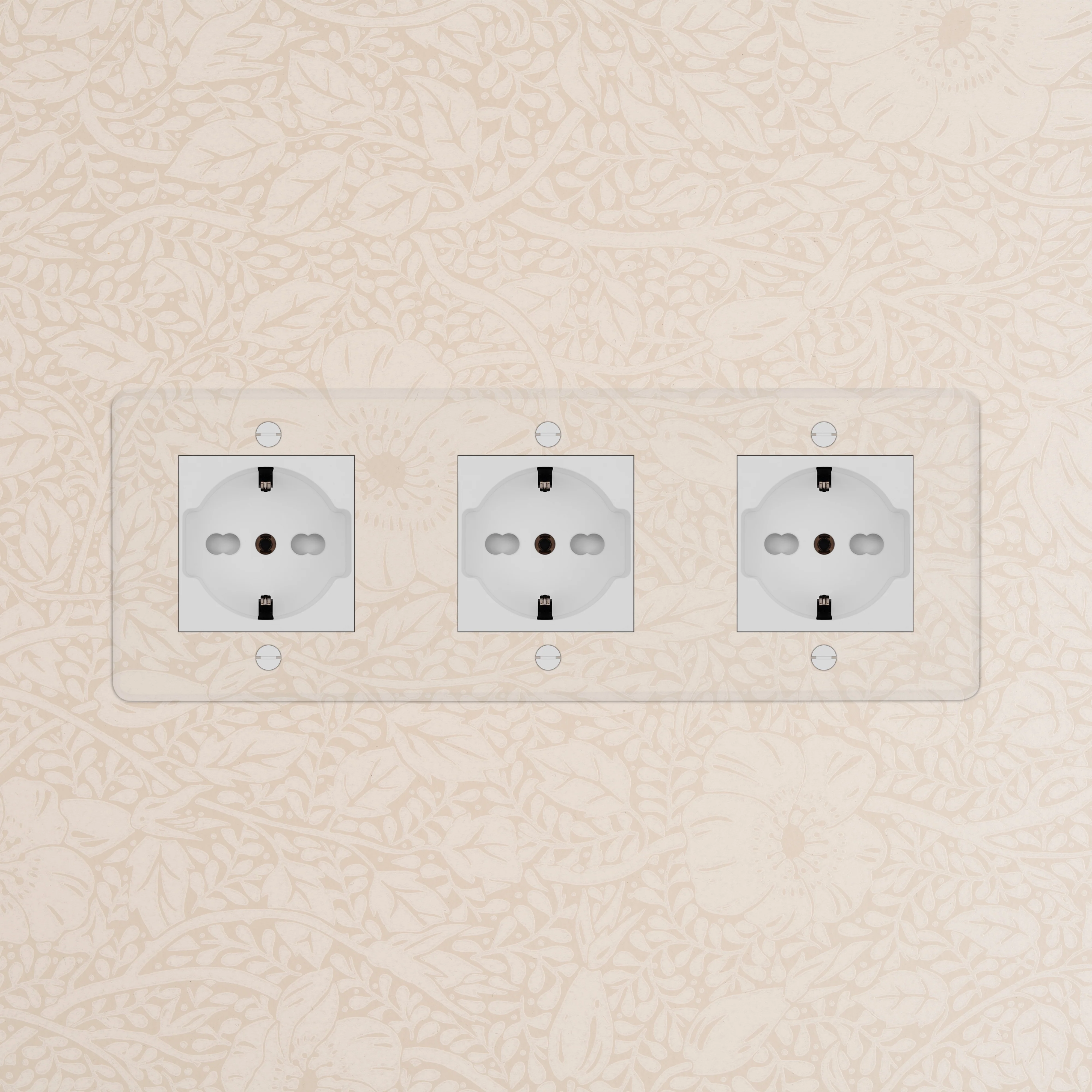 Kew Triple 3x Schuko/Bipasso Socket - Clear | White - Image 2
