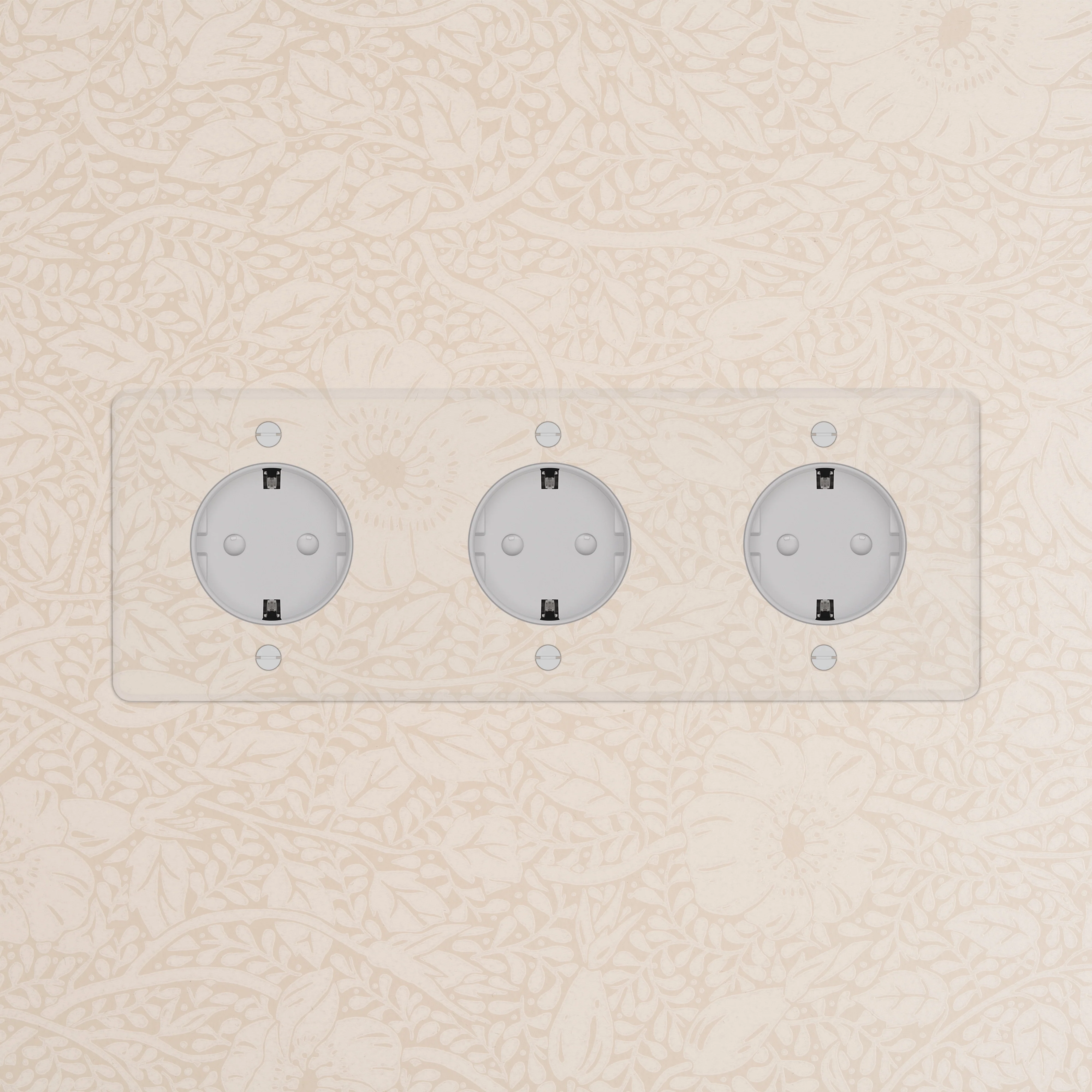 Kew Triple 3x Schuko Type F Socket - Clear | White - Image 2