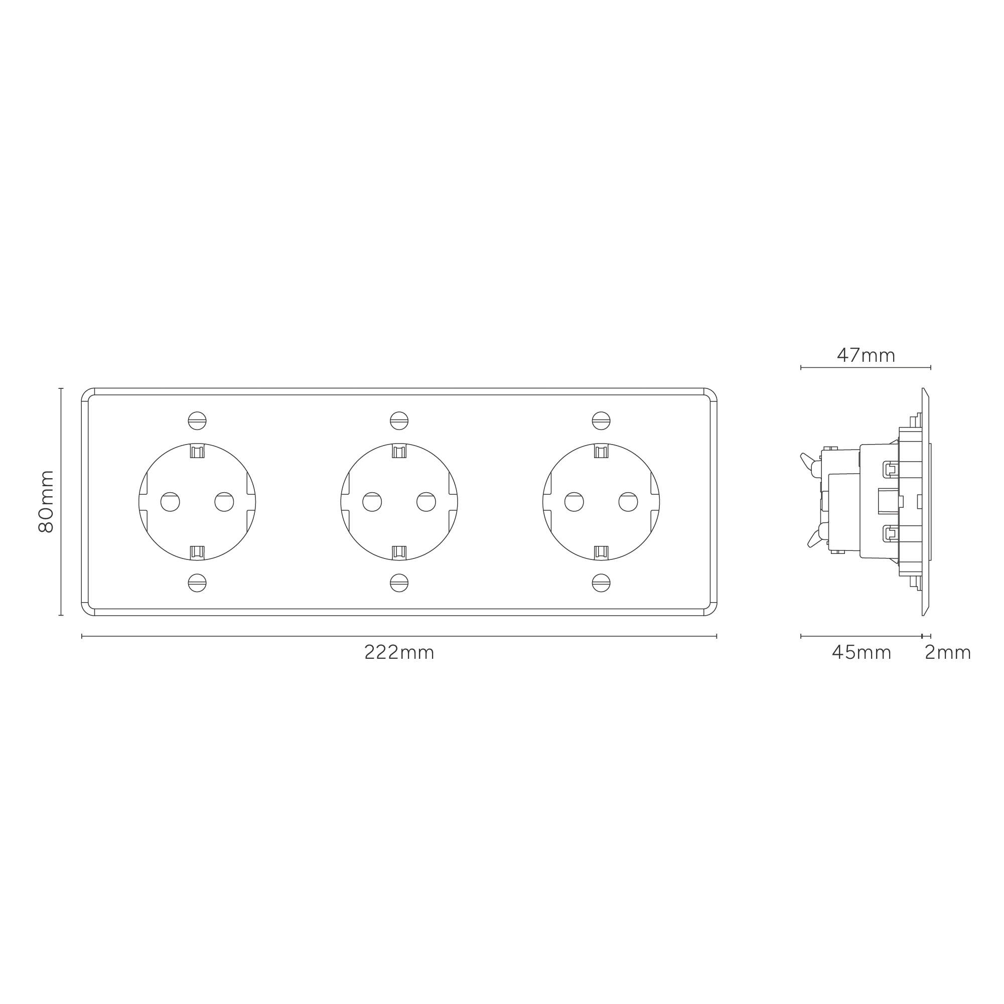 Kew Triple 3x Schuko Type F Socket - Clear | White - Image 4