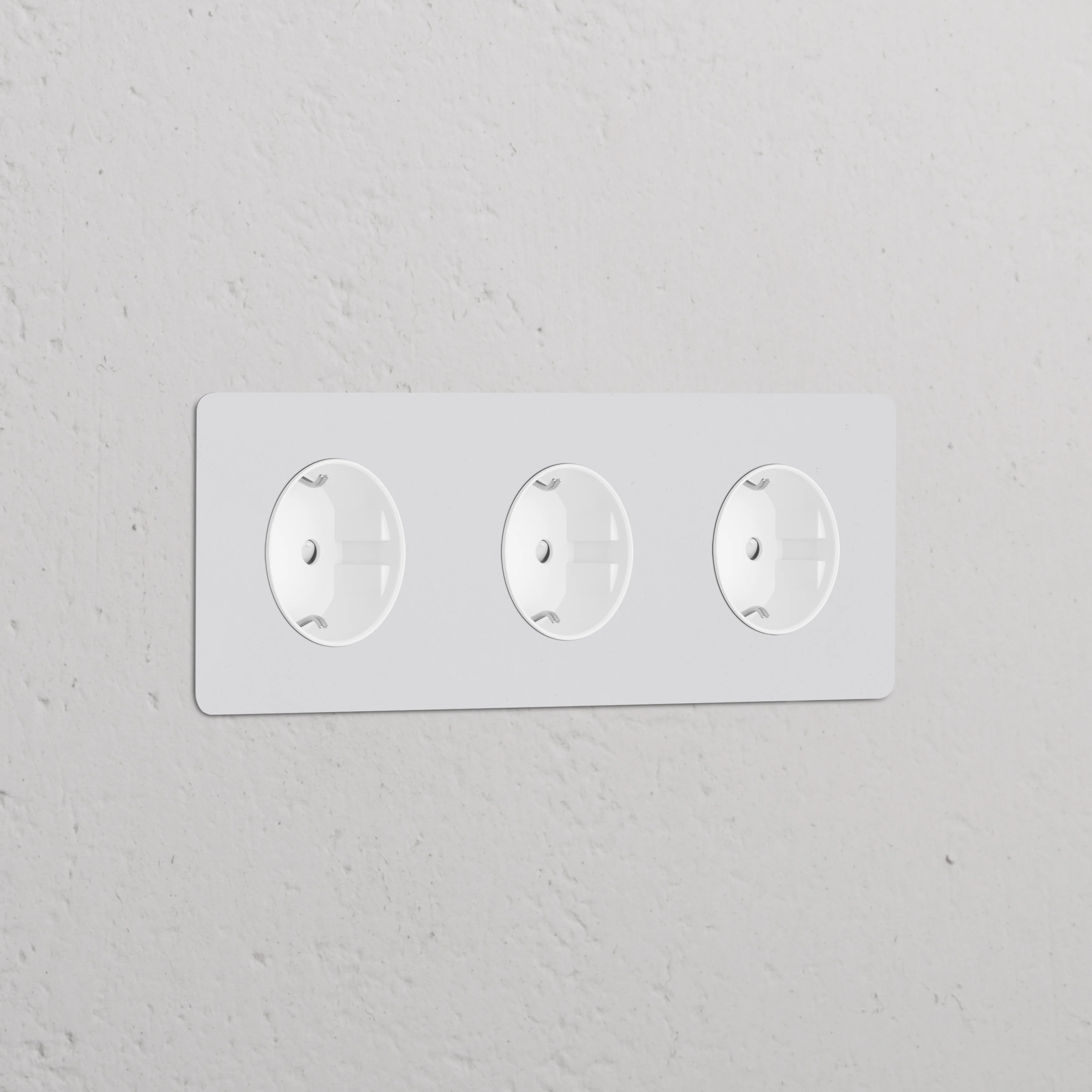 Kew Triple 3x Schuko Type F Socket - Paintable | White