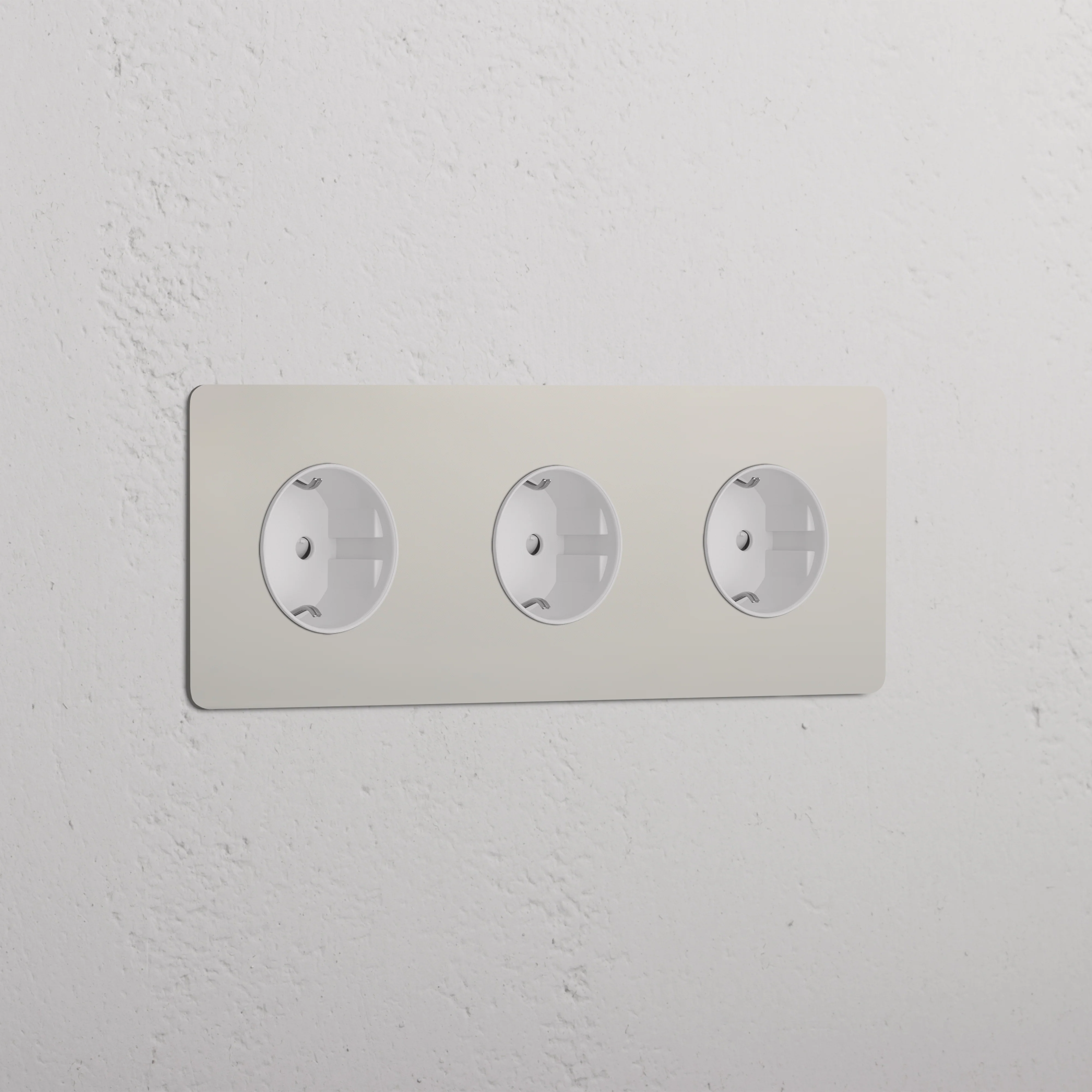 Kew Triple 3x Schuko Type F Socket - Polished Nickel | White