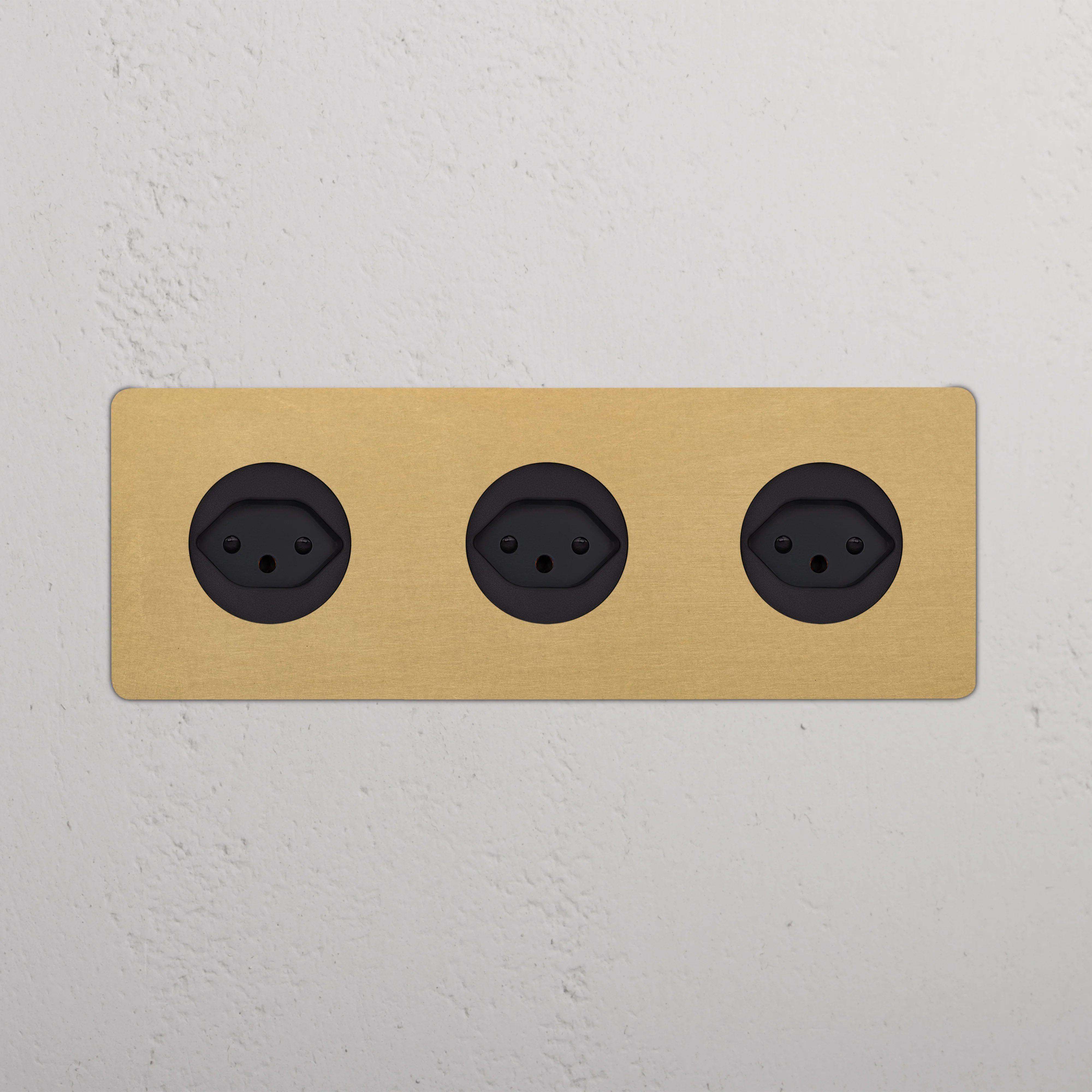Kew Triple 3x Swiss Type J Socket - Antique Brass | Black - Image 2