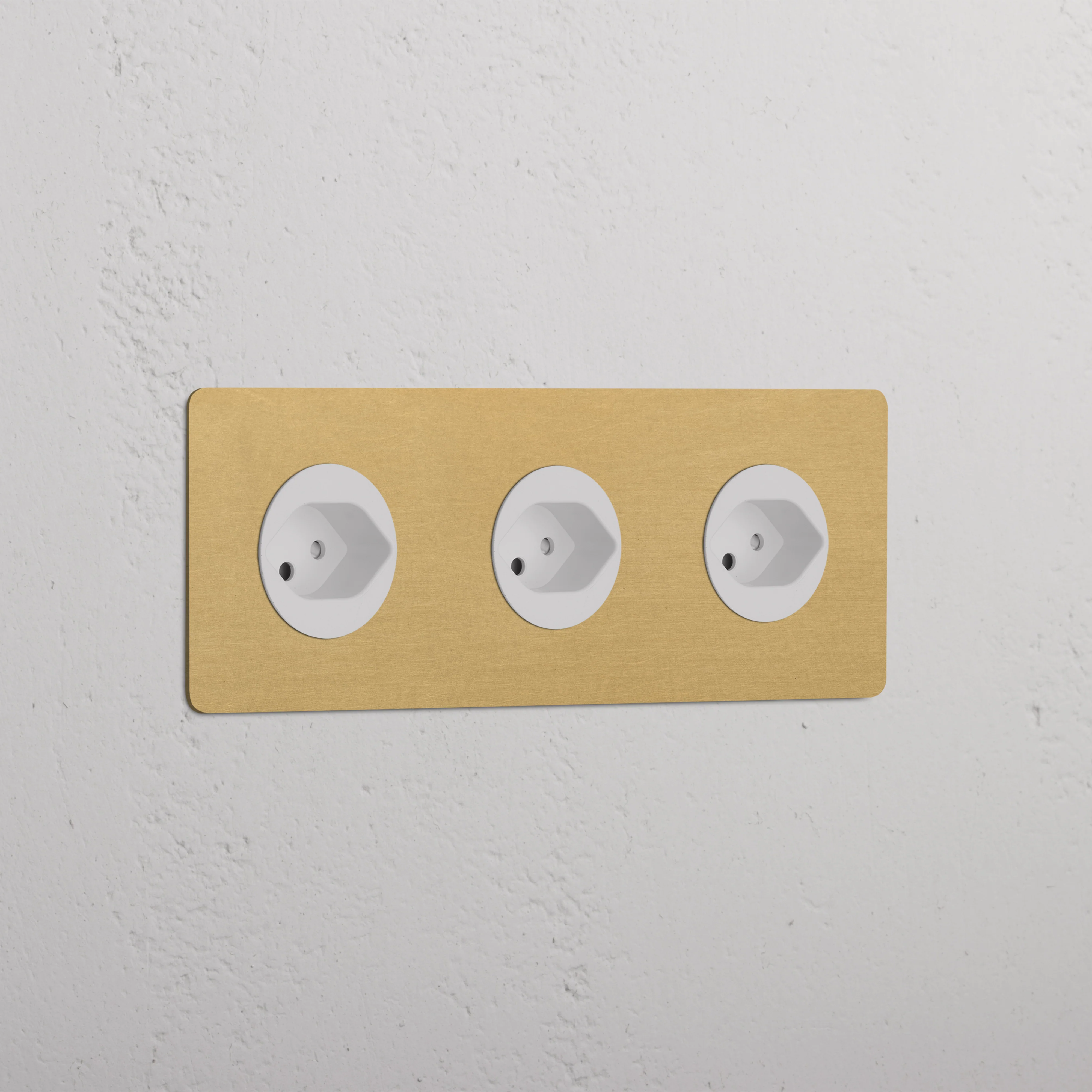 Kew Triple 3x Swiss Type J Socket - Antique Brass | White