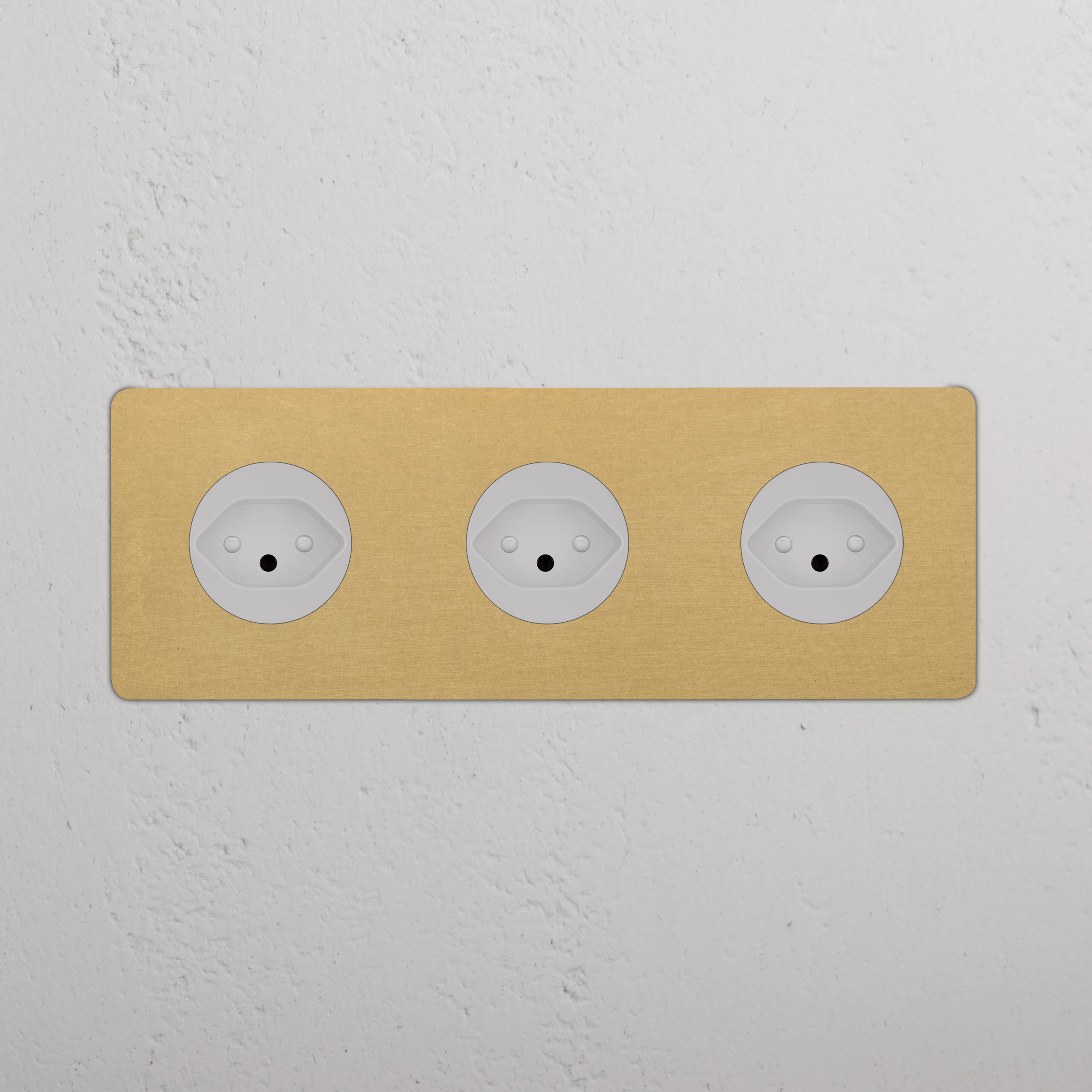 Kew Triple 3x Swiss Type J Socket - Antique Brass | White - Image 2