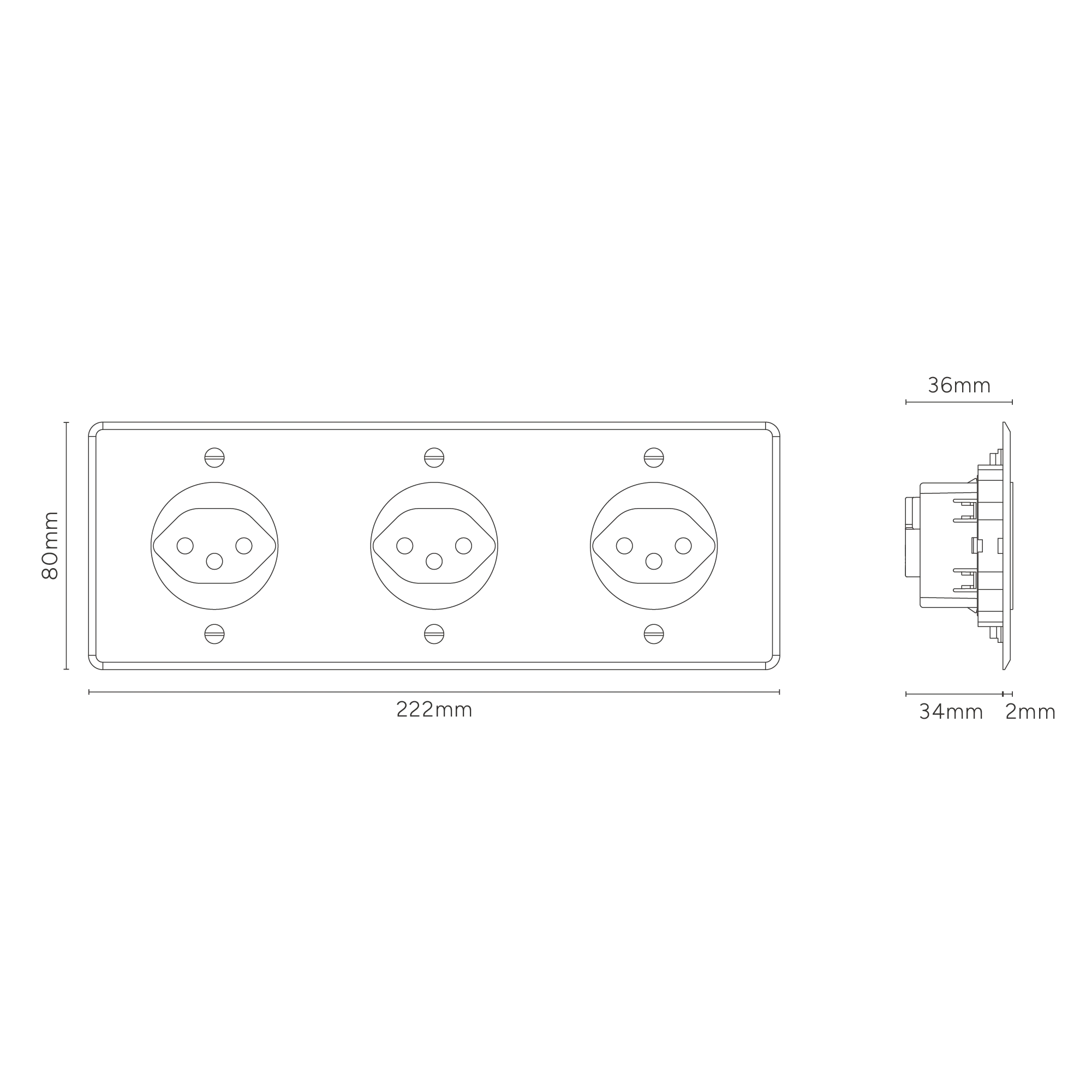 Kew Triple 3x Swiss Type J Socket - Clear | White - Image 4