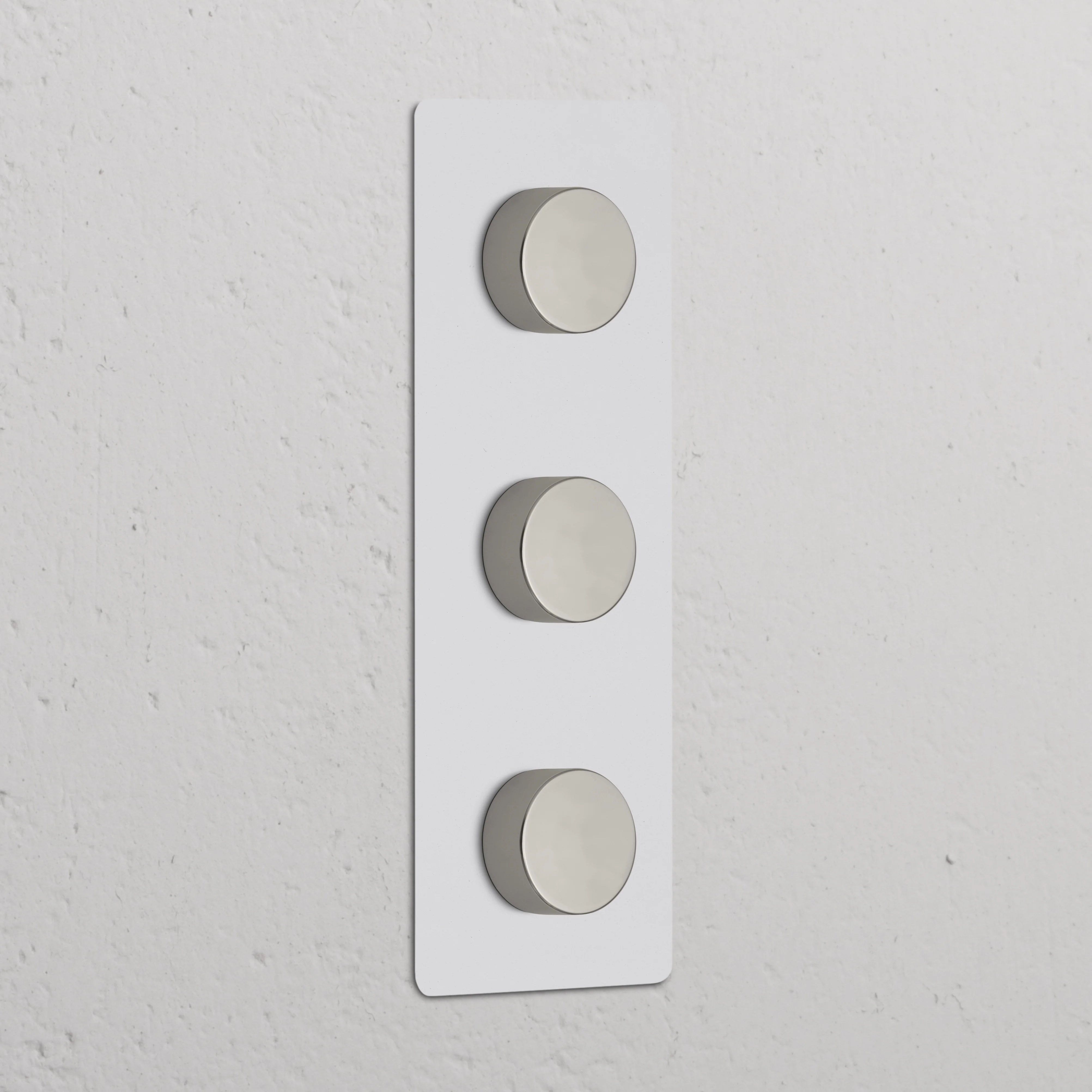 Kew Triple 3x Vertical Dimmer Switch - Paintable Polished Nickel