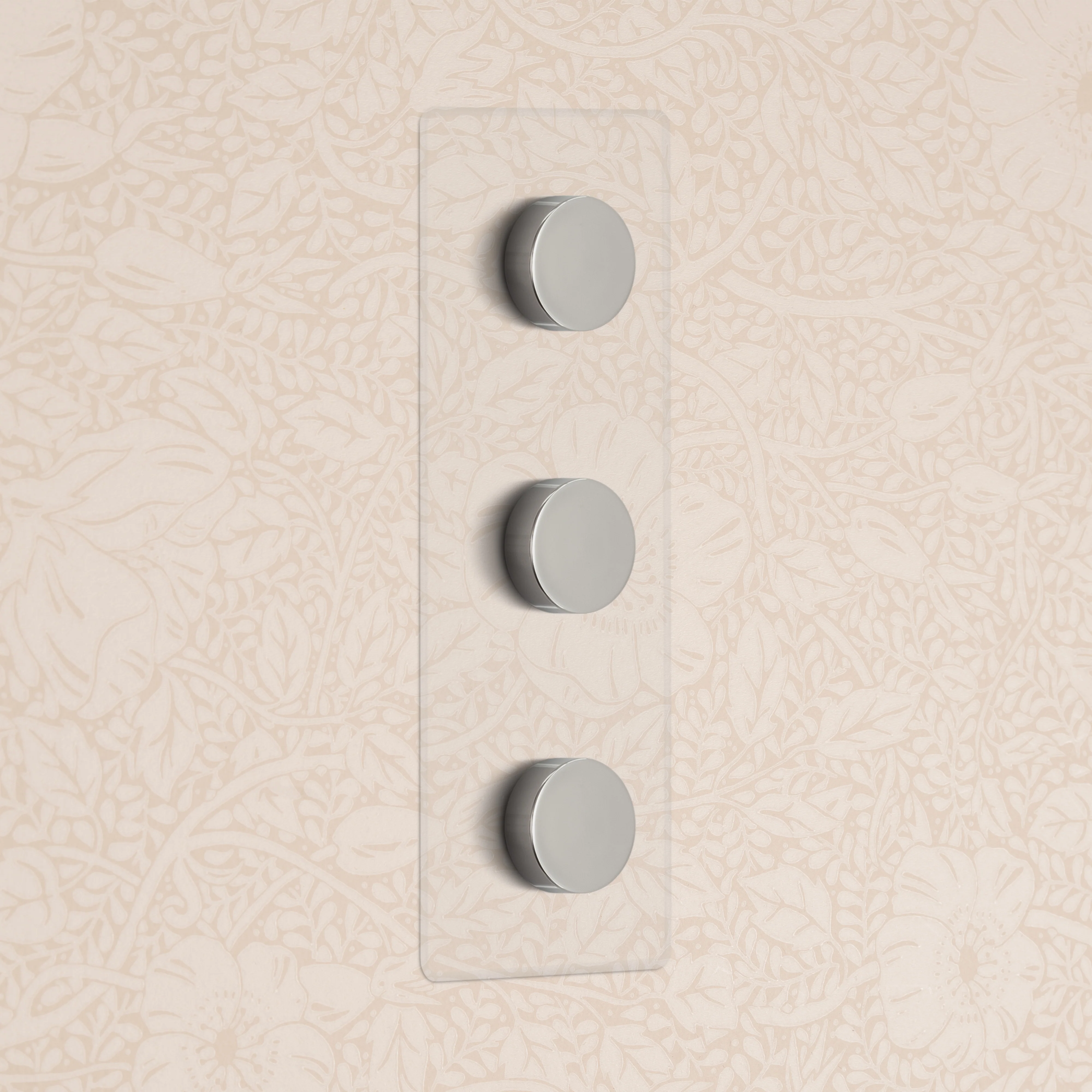 Kew Triple 3x Vertical Multiway Dimmer Switch - Clear Polished Nickel