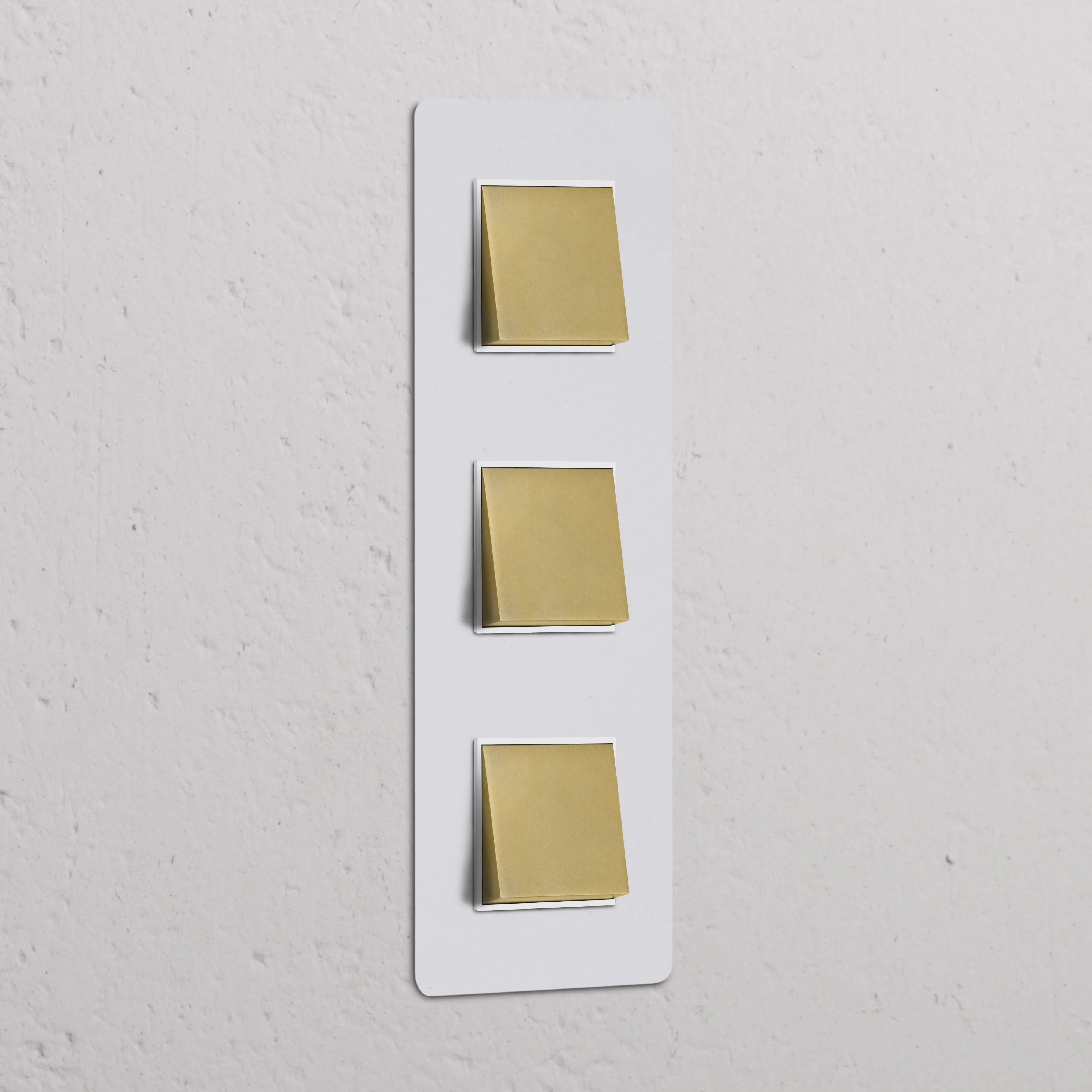 Kew Triple 3x Vertical Rocker Switch - Paintable Antique Brass | White