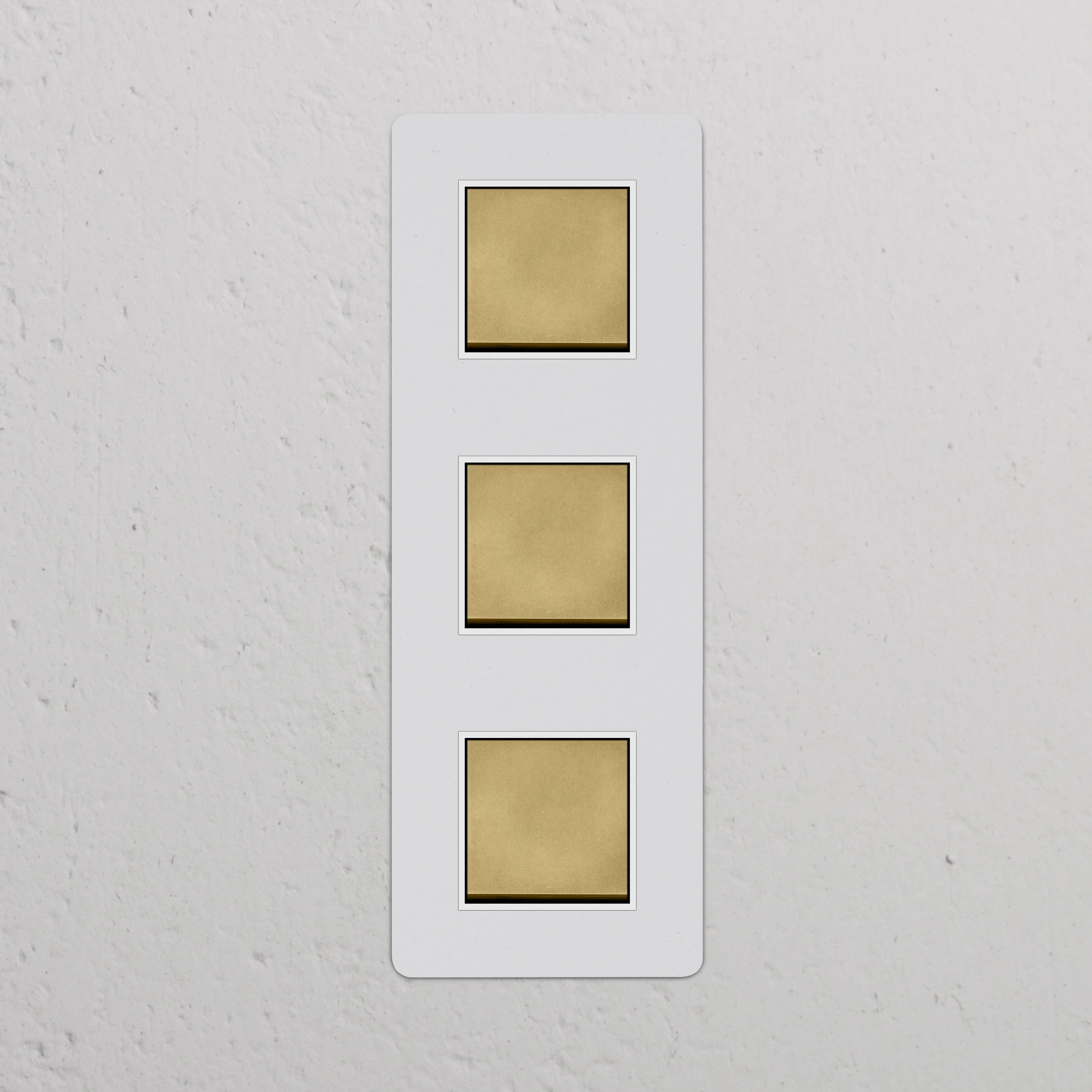 Kew Triple 3x Vertical Rocker Switch - Paintable Antique Brass | White - Image 2