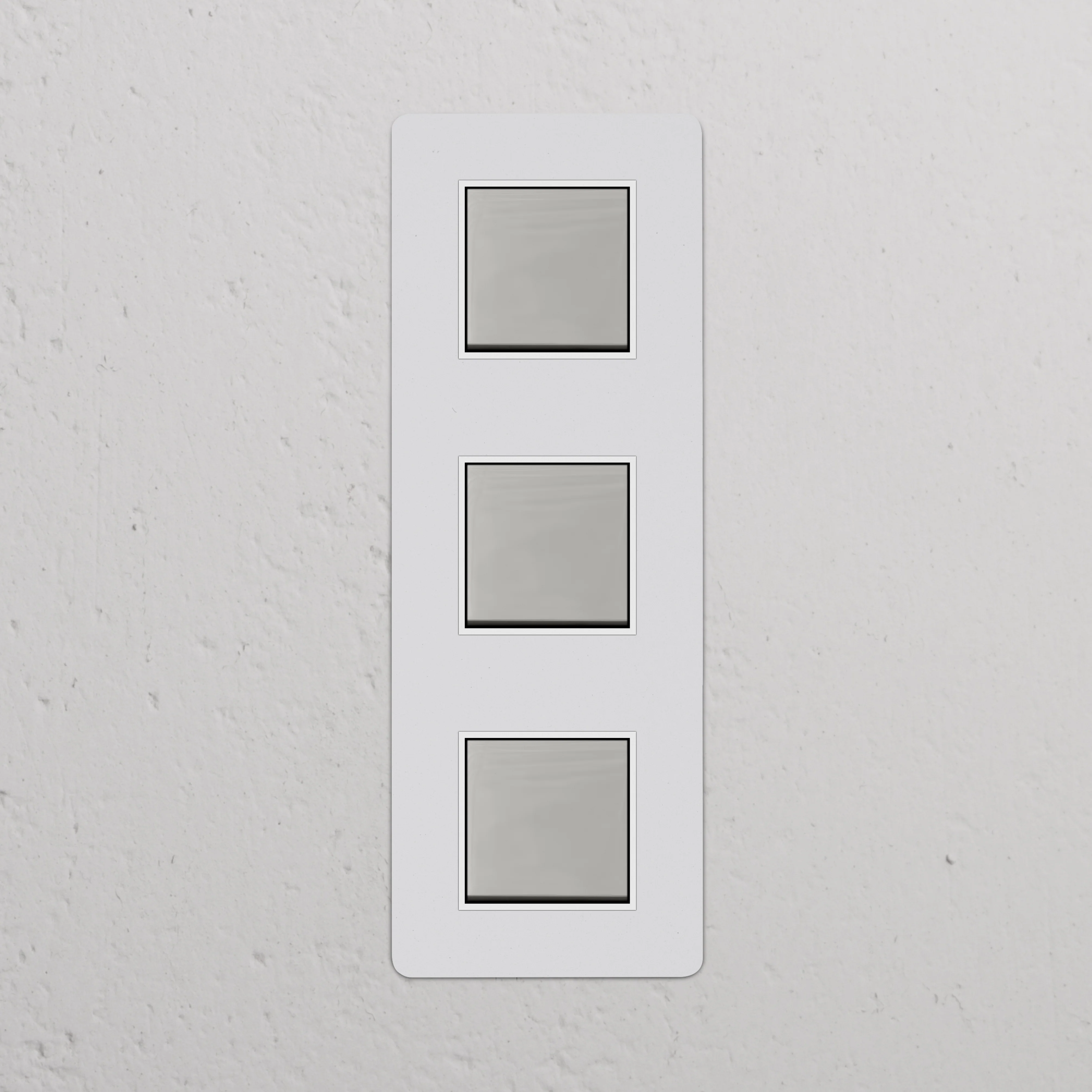 Kew Triple 3x Vertical Rocker Switch - Paintable Polished Nickel | White - Image 2