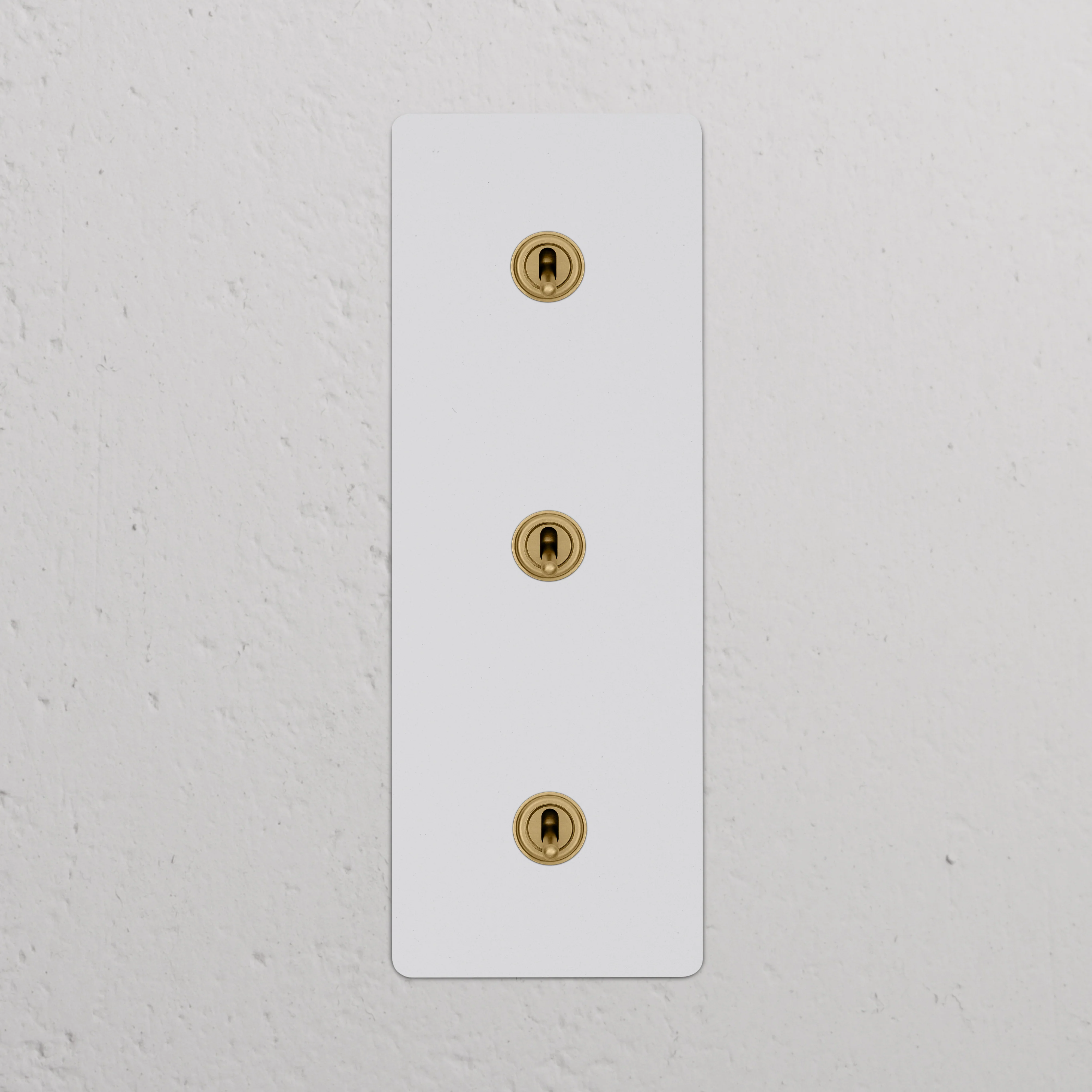 Kew Triple 3x Vertical Toggle Switch - Paintable Antique Brass - Image 2