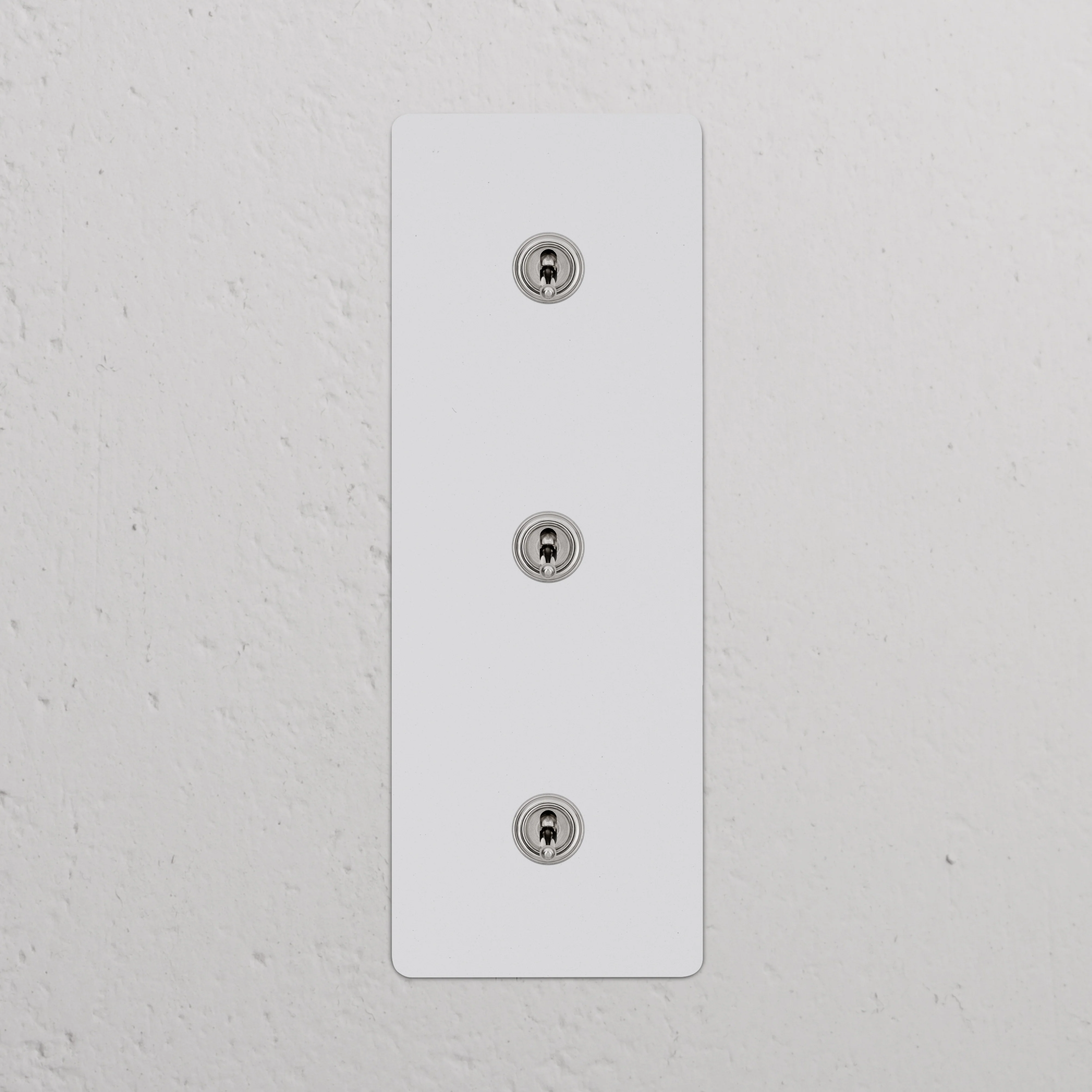 Kew Triple 3x Vertical Toggle Switch - Paintable Polished Nickel - Image 2