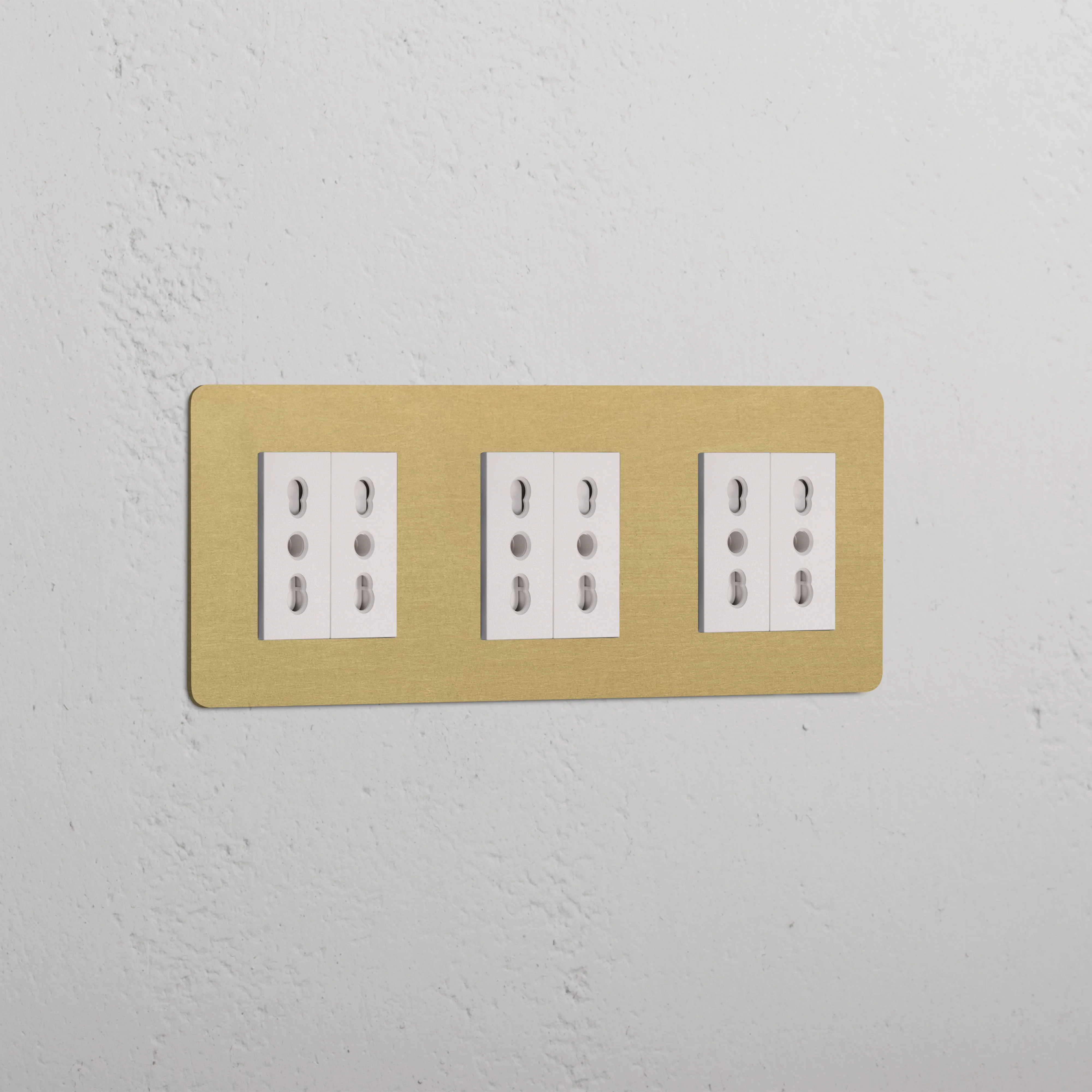 Kew Triple 6x Bipasso Socket - Antique Brass | White