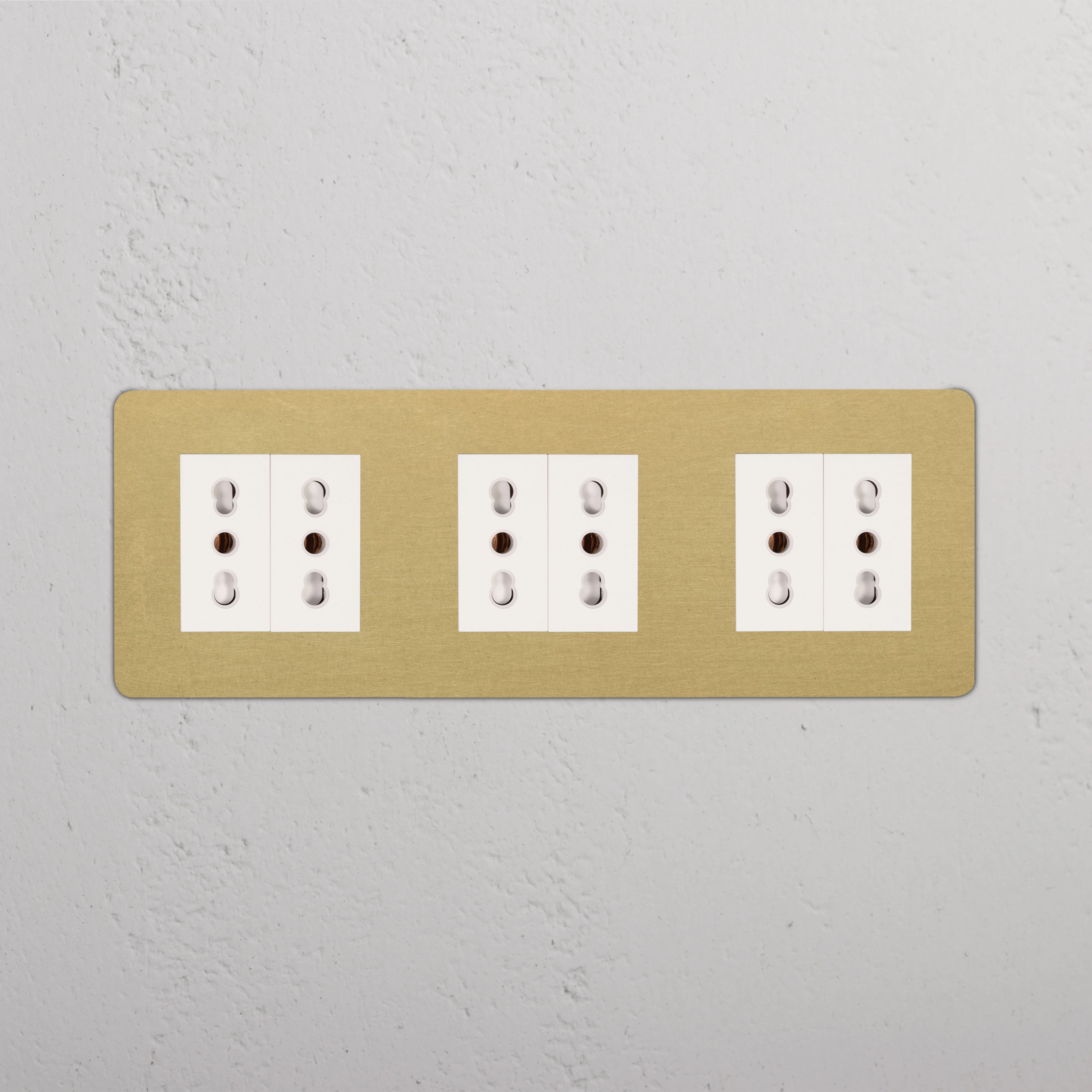 Kew Triple 6x Bipasso Socket - Antique Brass | White - Image 2