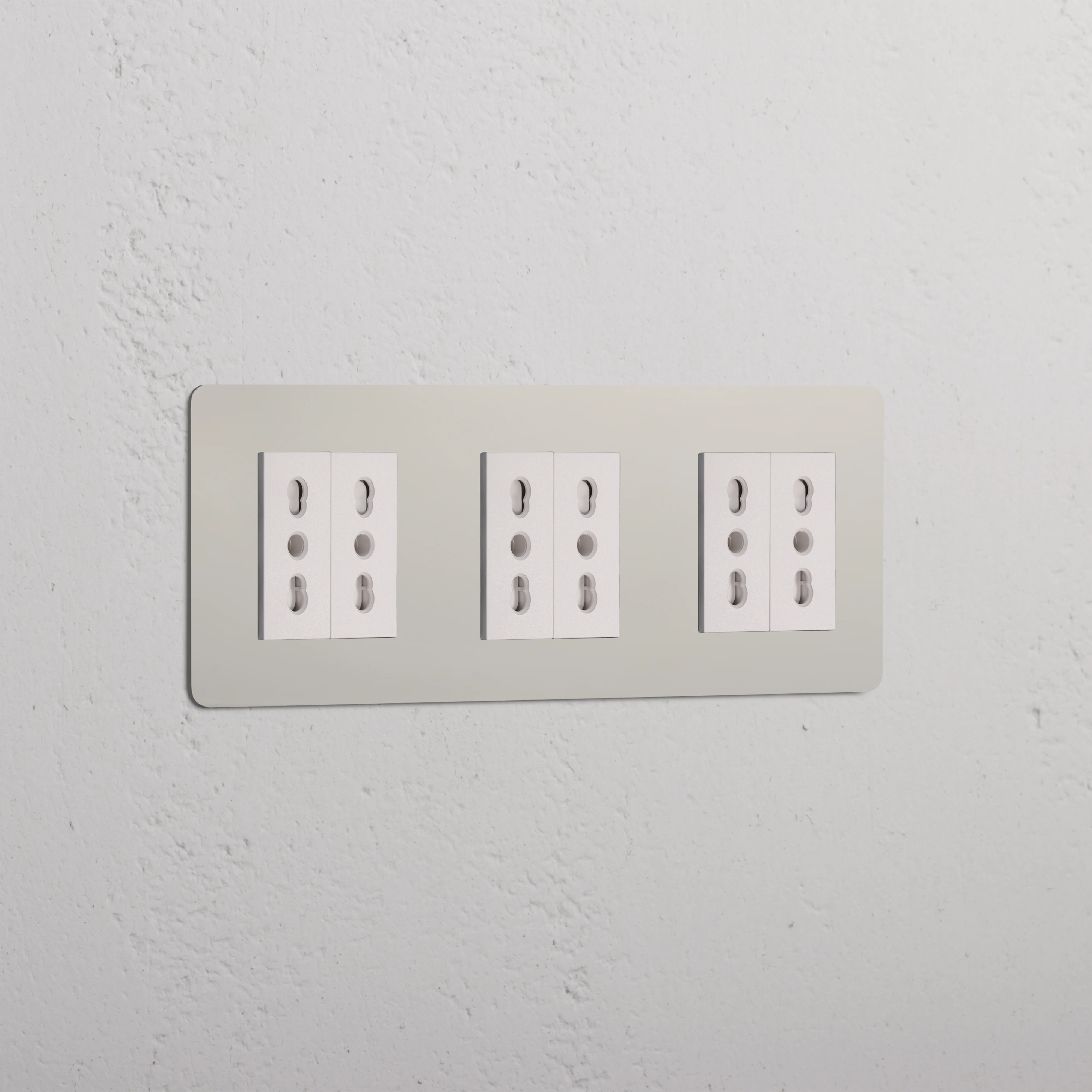 Kew Triple 6x Bipasso Socket - Polished Nickel | White