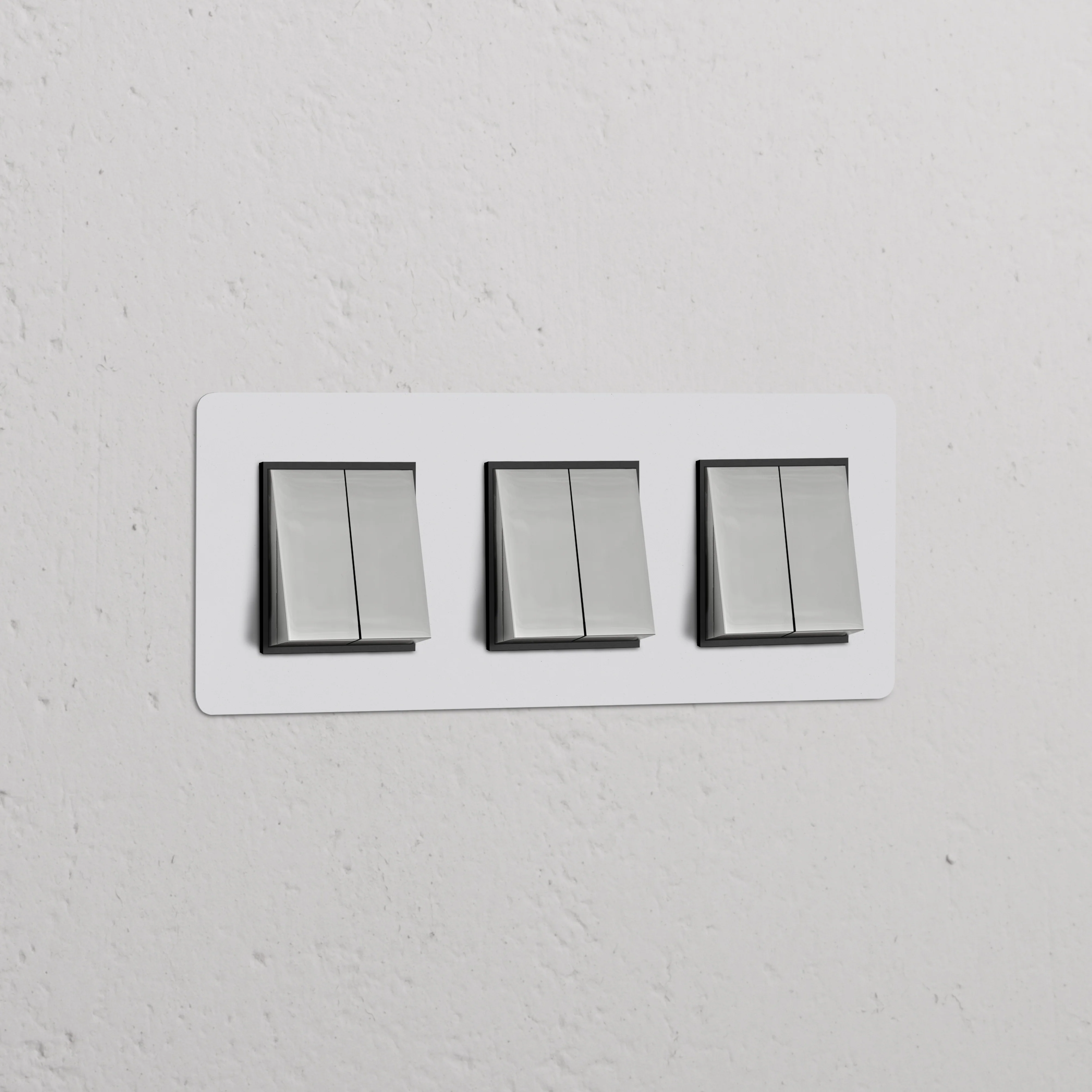 Kew Triple 6x Rocker Switch - Paintable Polished Nickel | Black