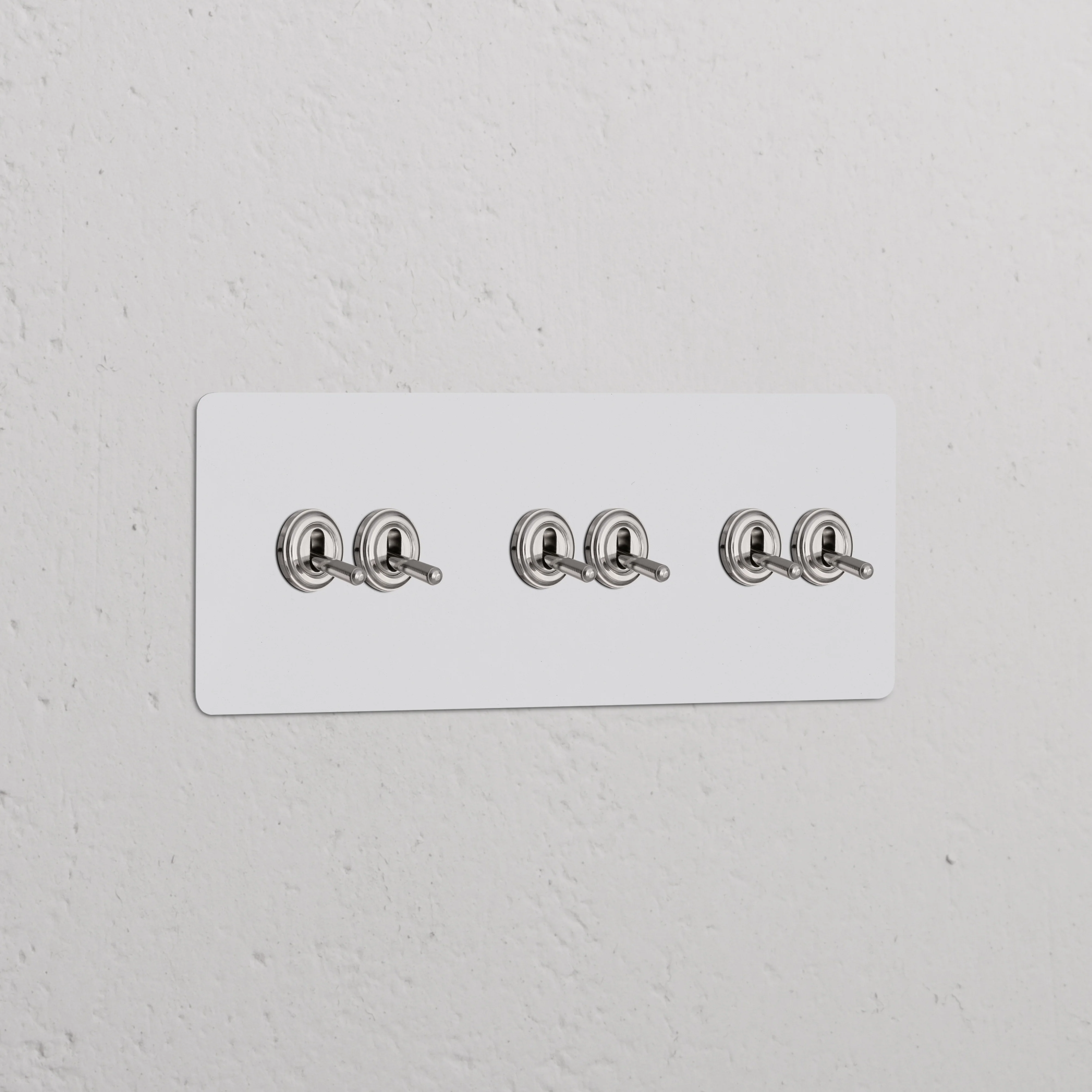 Kew Triple 6x Toggle Switch - Paintable Polished Nickel
