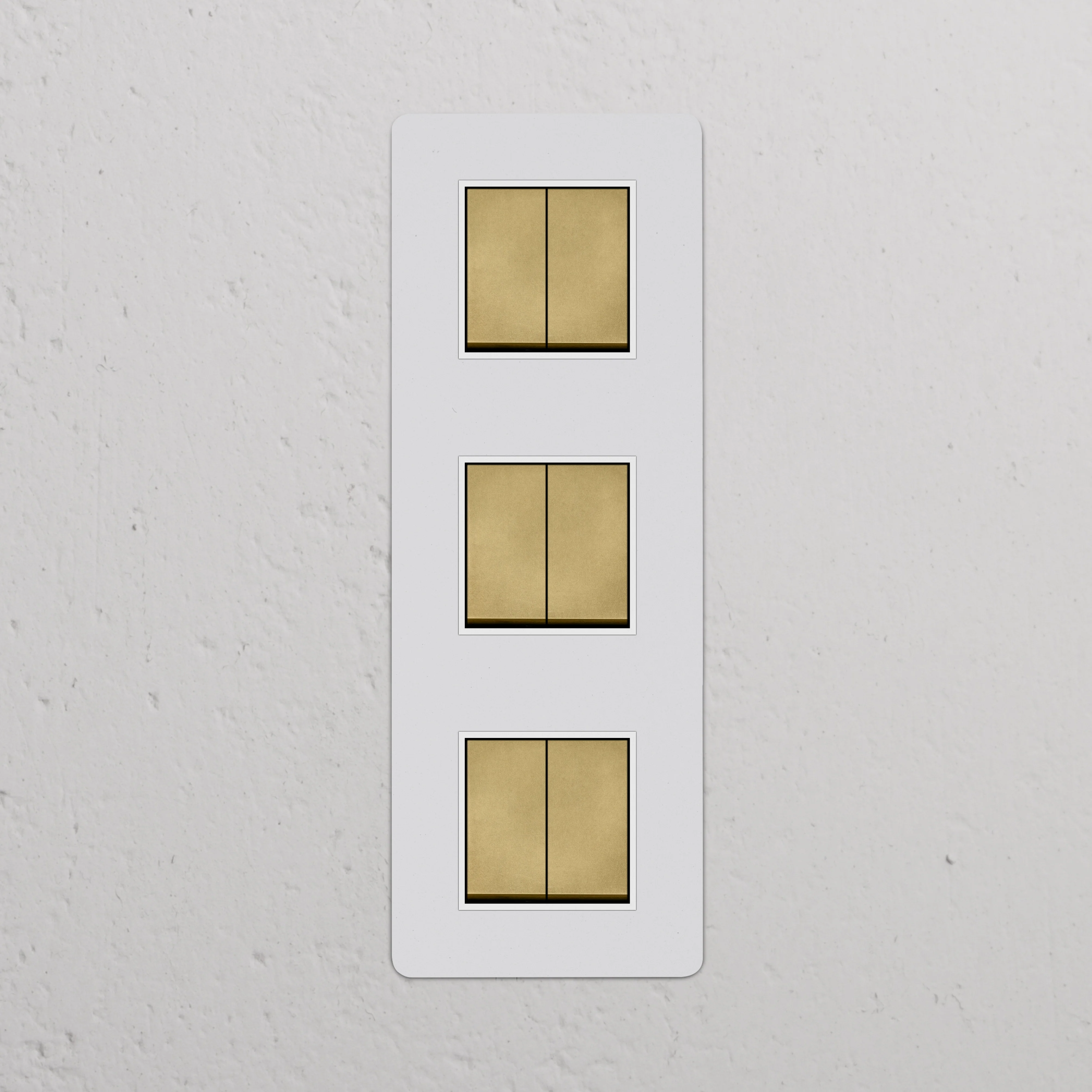 Kew Triple 6x Vertical Rocker Switch - Paintable Antique Brass | White - Image 2