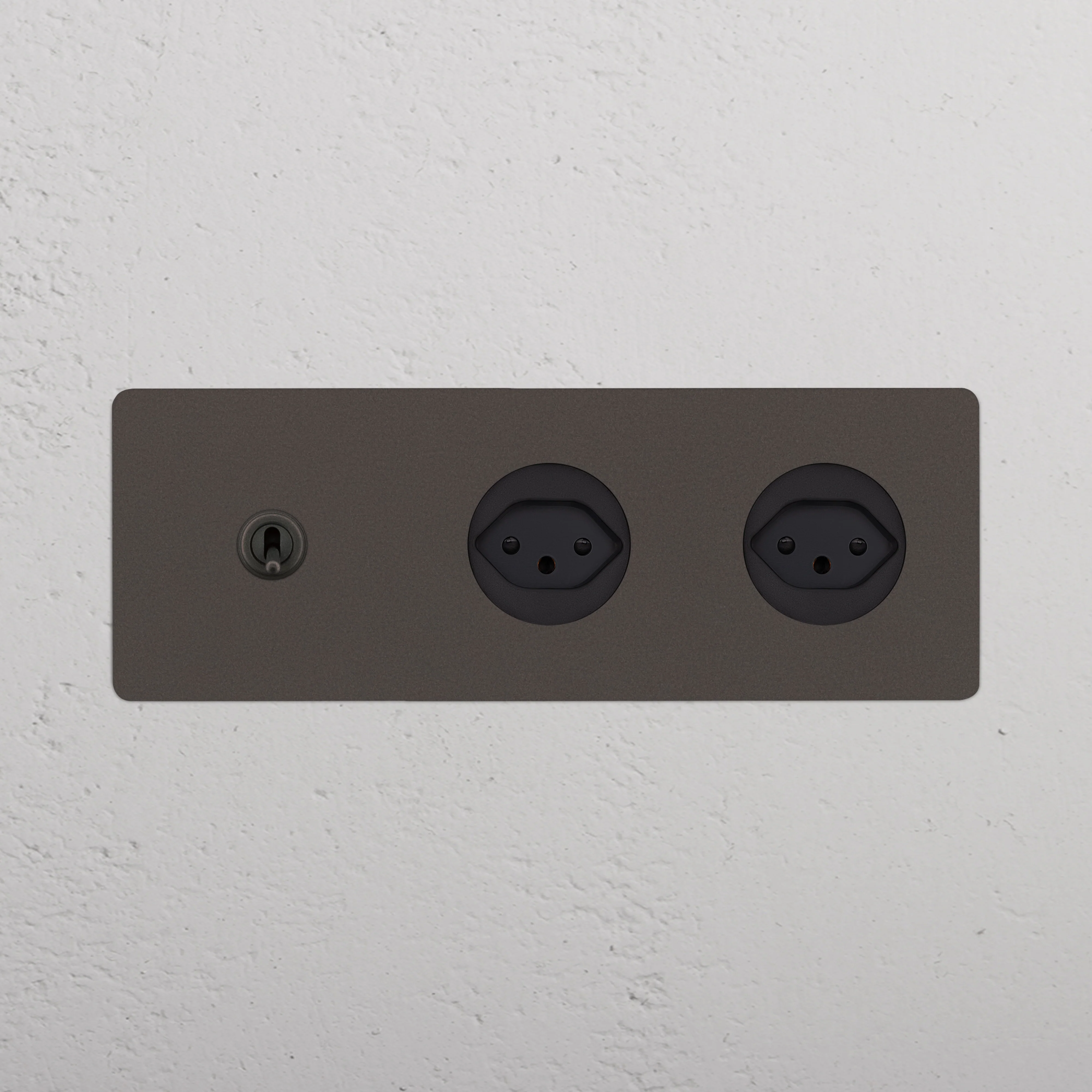 Kew Triple Toggle & 2x Swiss Type J Socket - Bronze | Black - Image 2