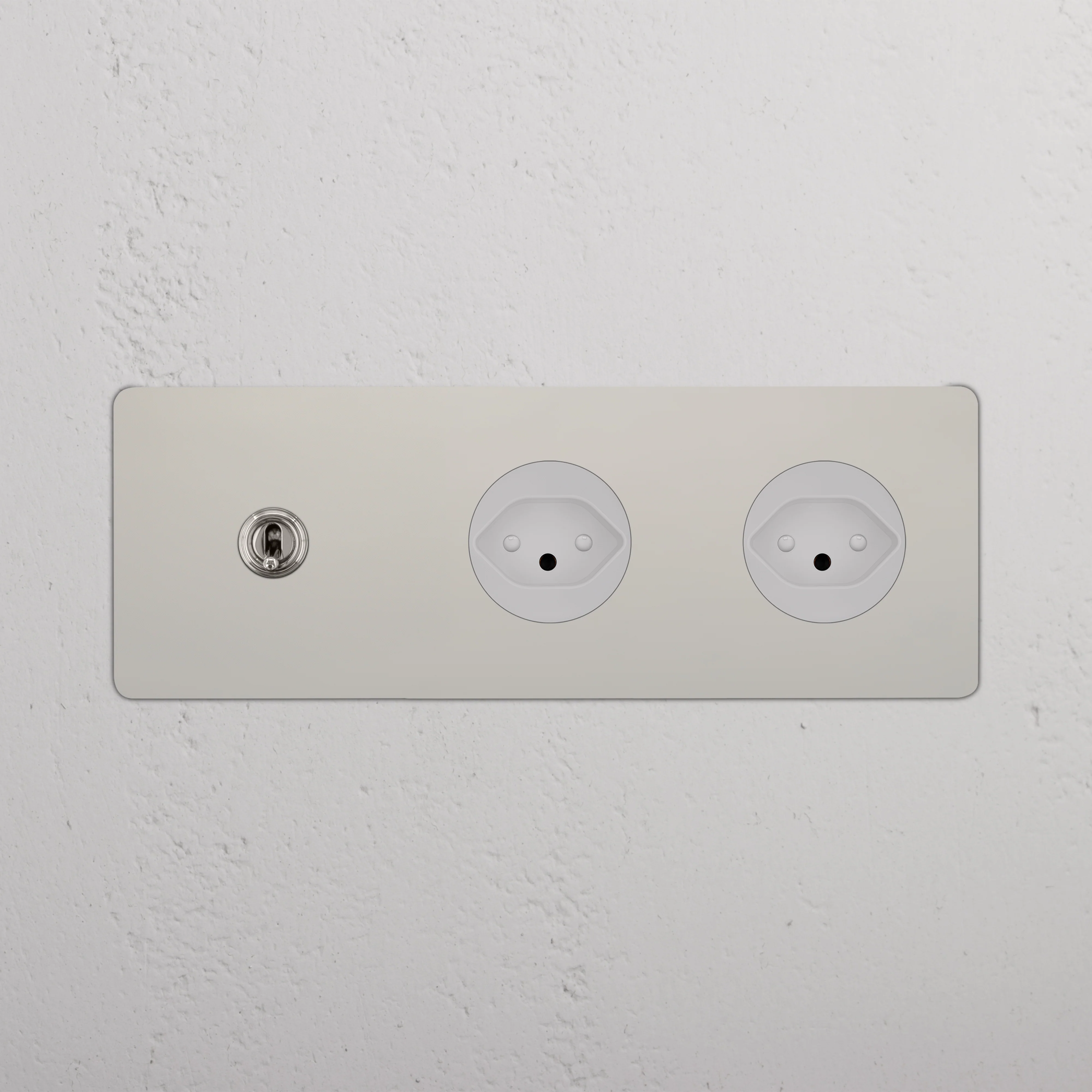 Kew Triple Toggle & 2x Swiss Type J Socket - Polished Nickel | White - Image 2
