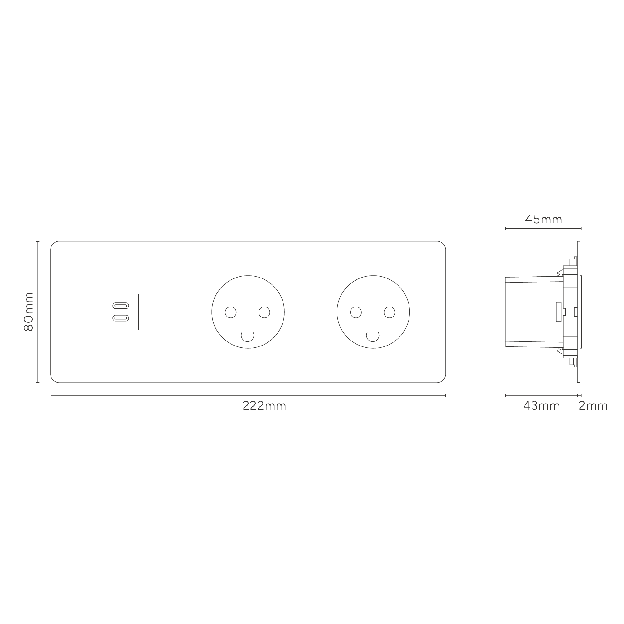Kew Triple USB-C 30W & 2x Danish Type K Socket - Antique Brass | White - Image 4