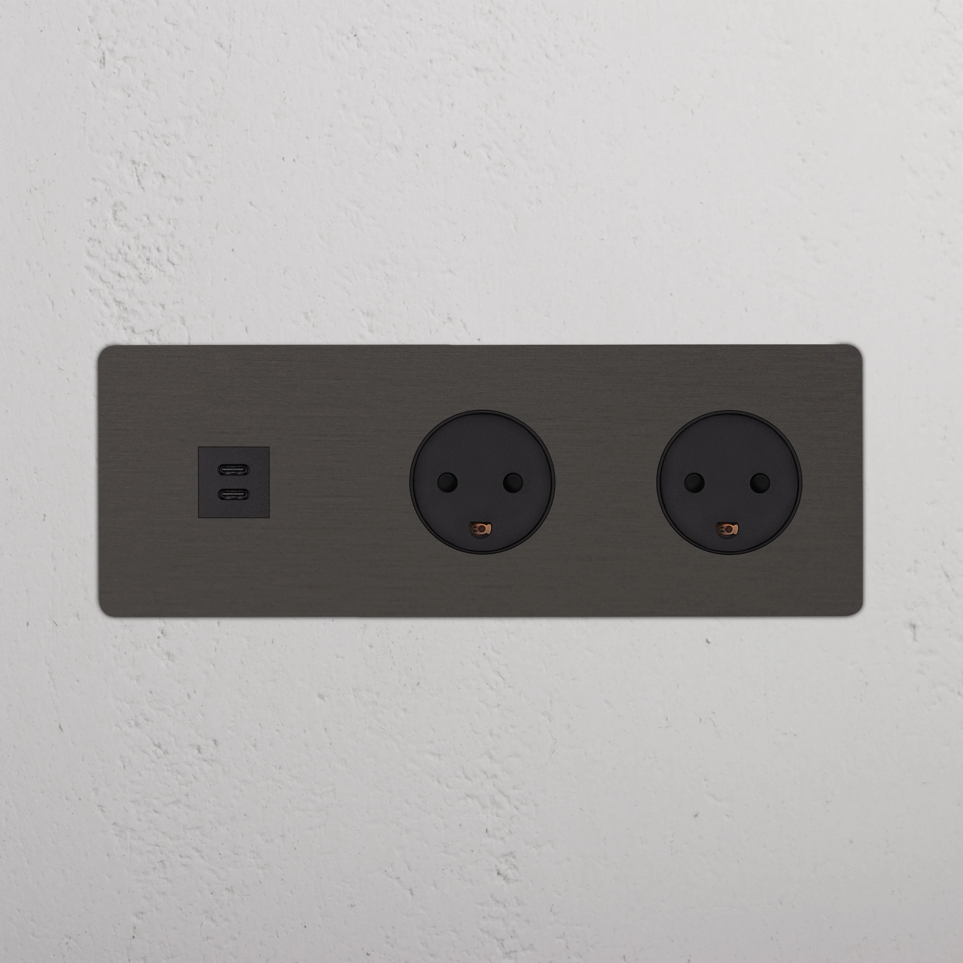 Kew Triple USB-C 30W & 2x Danish Type K Socket - Bronze | Black - Image 2