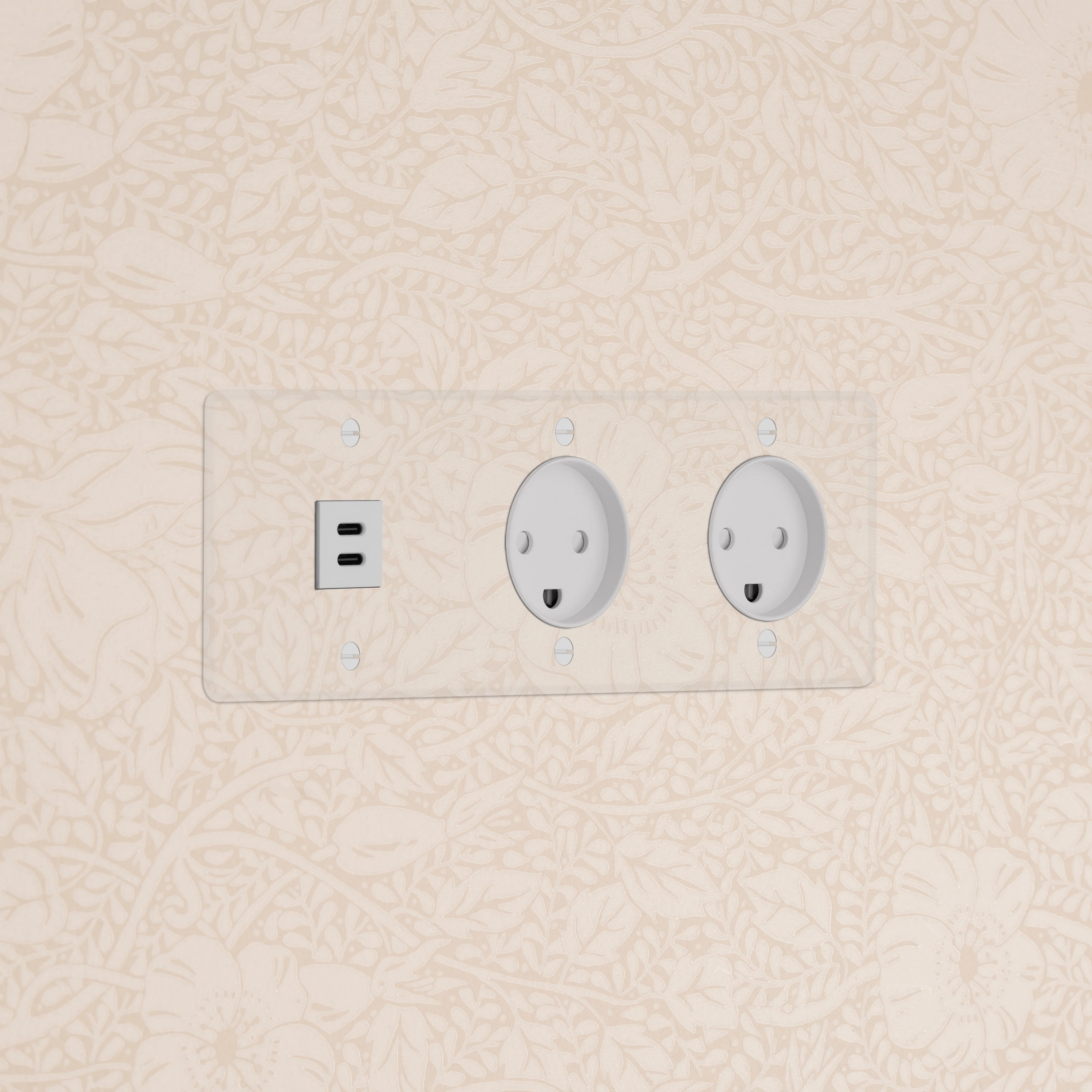 Kew Triple USB-C 30W & 2x Danish Type K Socket - Clear | White
