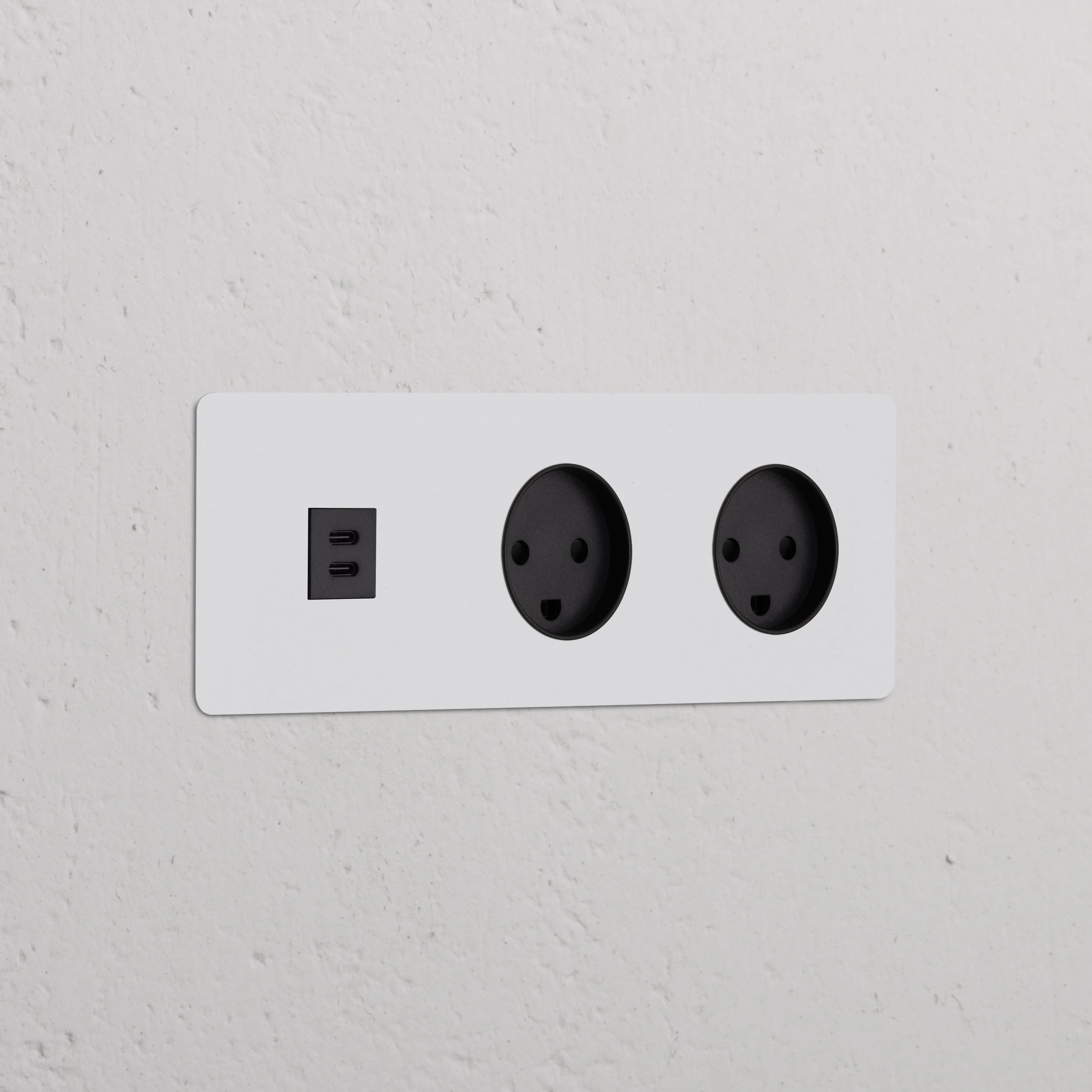 Kew Triple USB-C 30W & 2x Danish Type K Socket - Paintable | Black