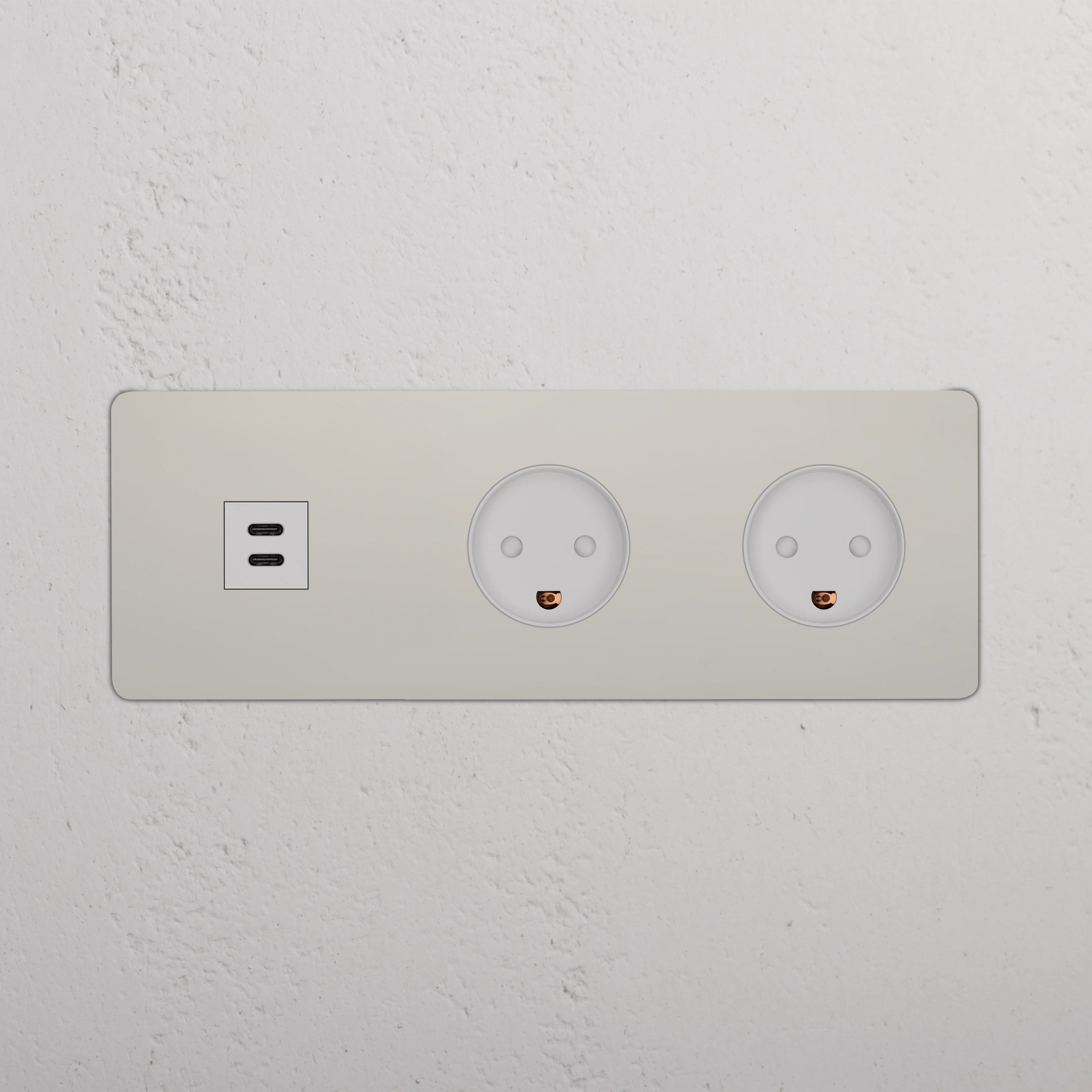 Kew Triple USB-C 30W & 2x Danish Type K Socket - Polished Nickel | White - Image 2