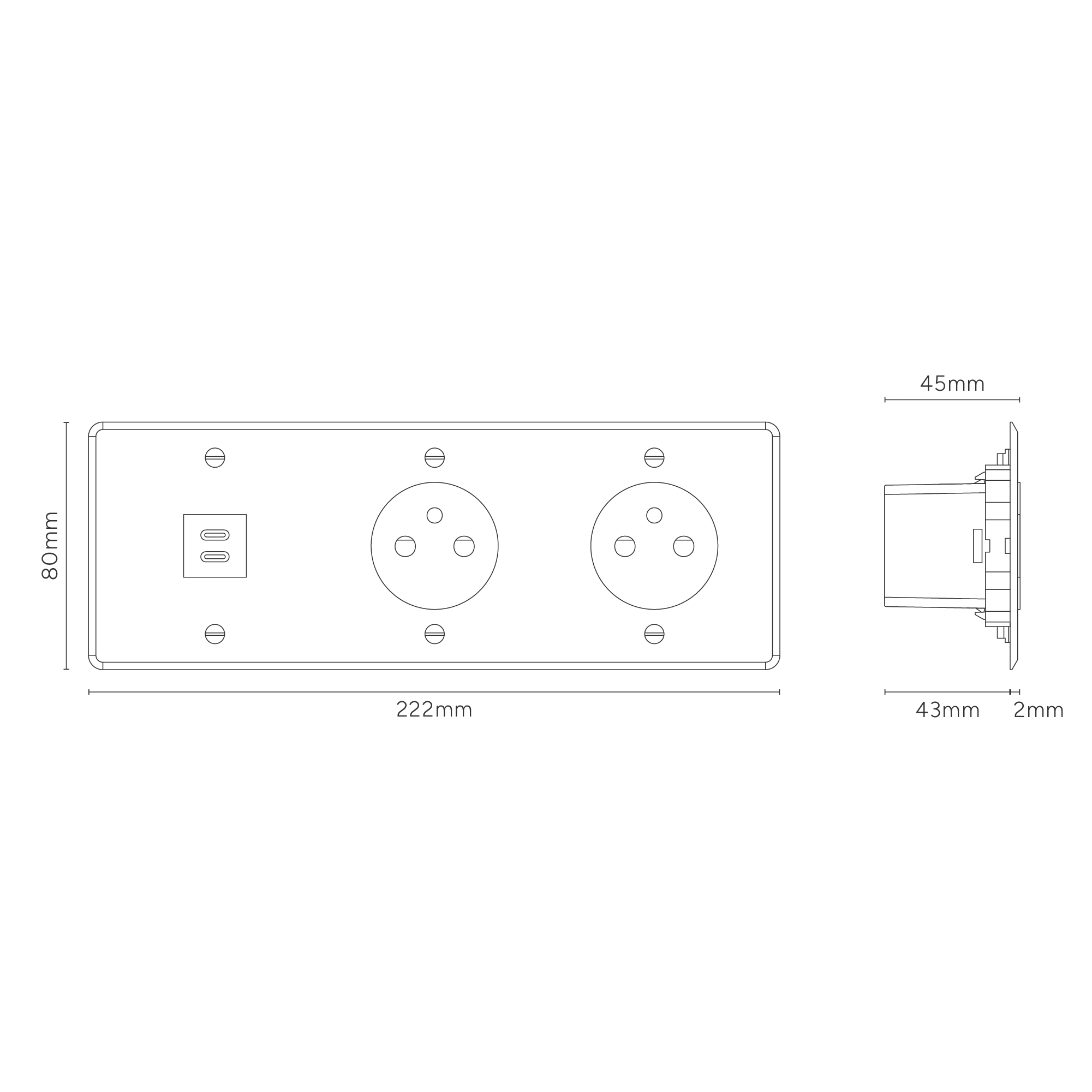 Kew Triple USB-C 30W & 2x French/Belgian Type E Socket - Clear | Black - Image 4