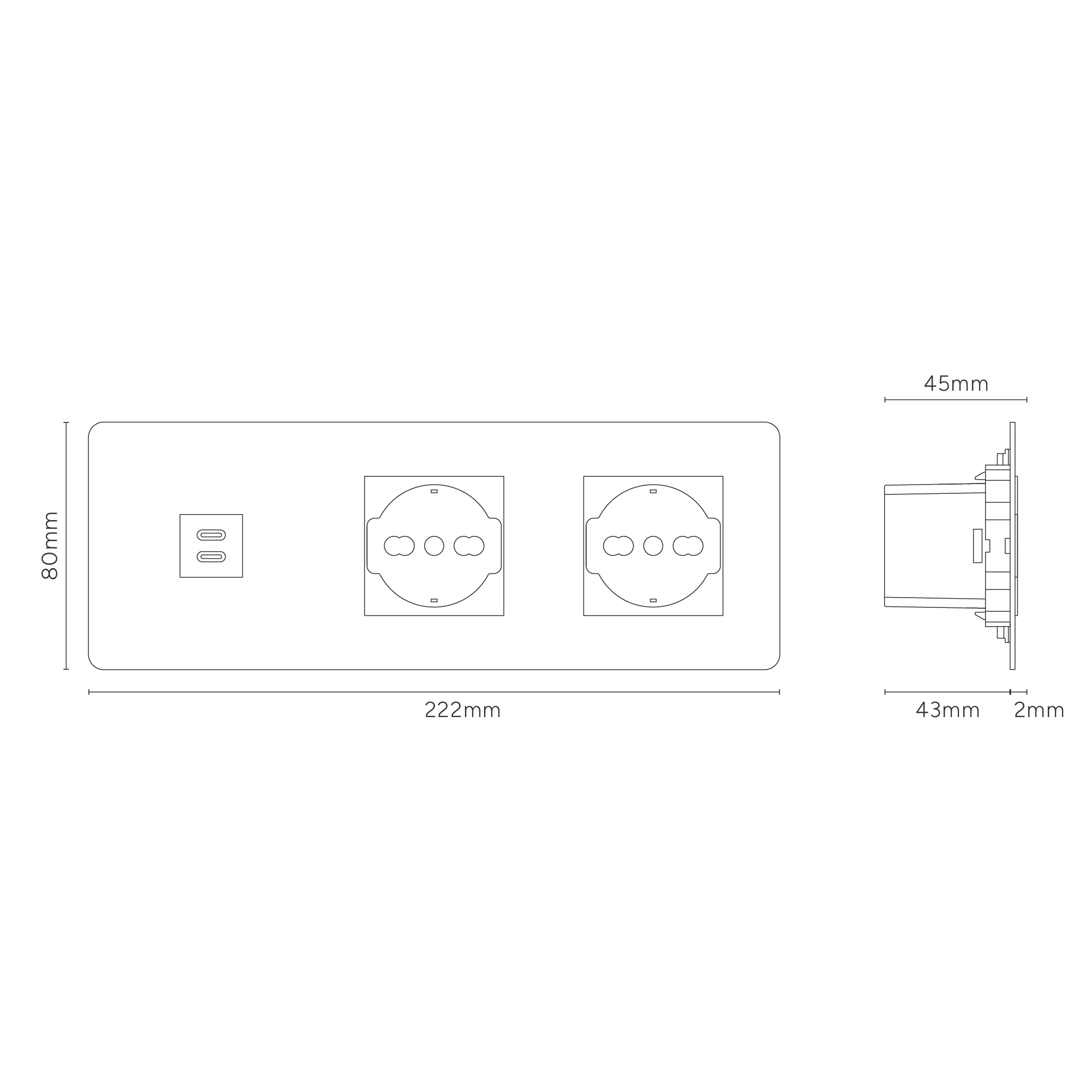 Kew Triple USB-C 30W & 2x Schuko/Bipasso Socket - Bronze | Black - Image 3