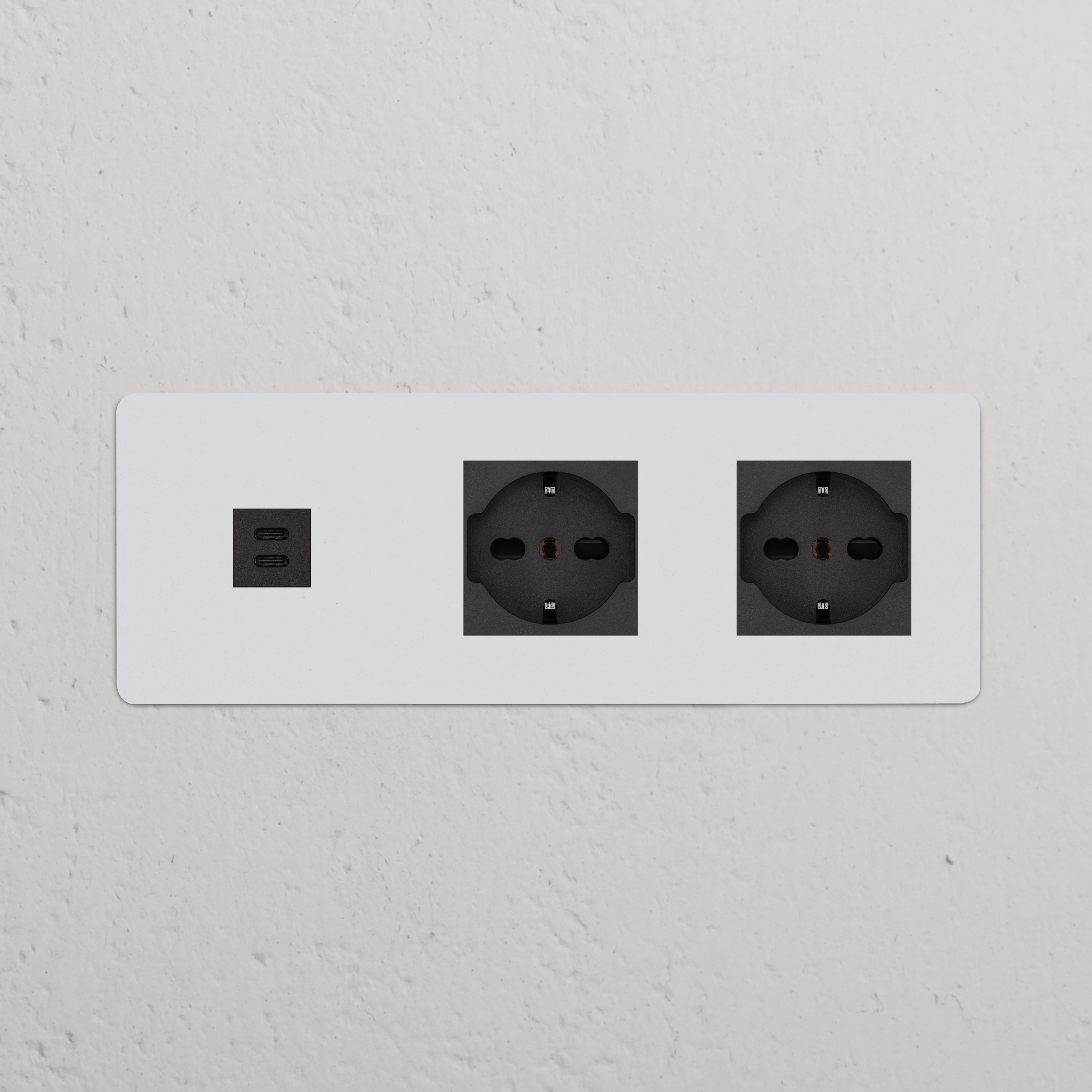 Kew Triple USB-C 30W & 2x Schuko/Bipasso Socket - Paintable | Black - Image 2
