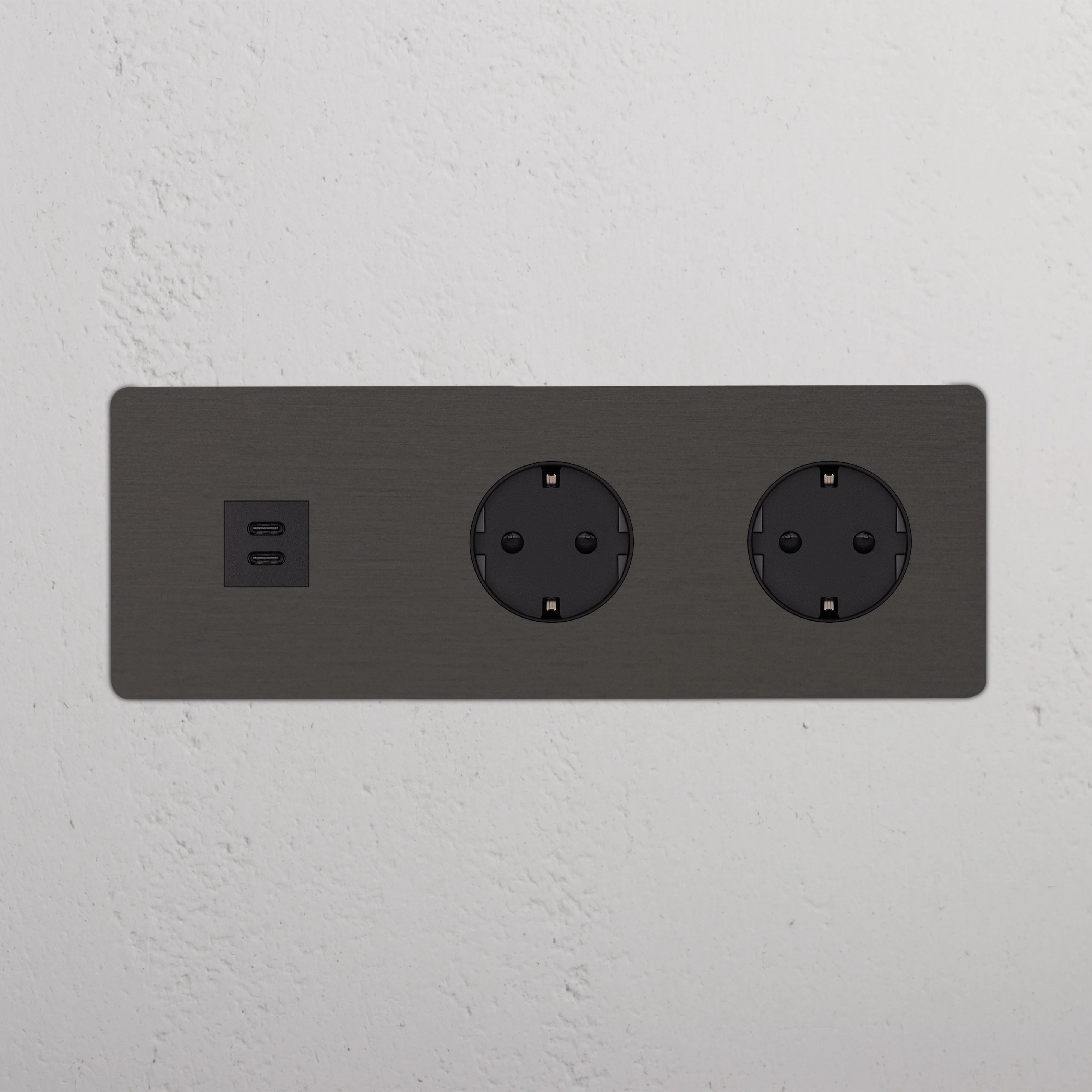 Kew Triple USB-C 30W & 2x Schuko Type F Socket - Bronze | Black - Image 2