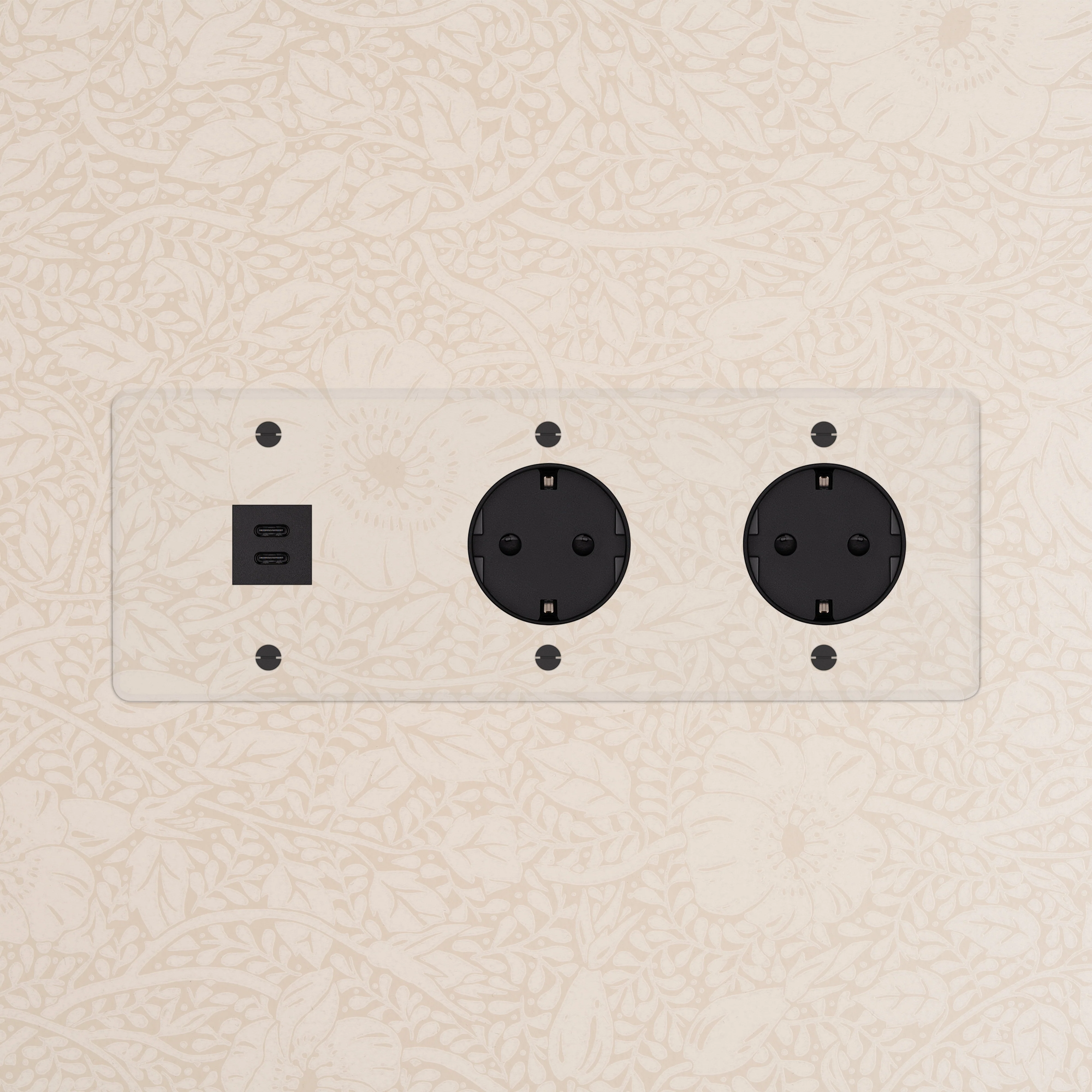 Kew Triple USB-C 30W & 2x Schuko Type F Socket - Clear | Black - Image 2